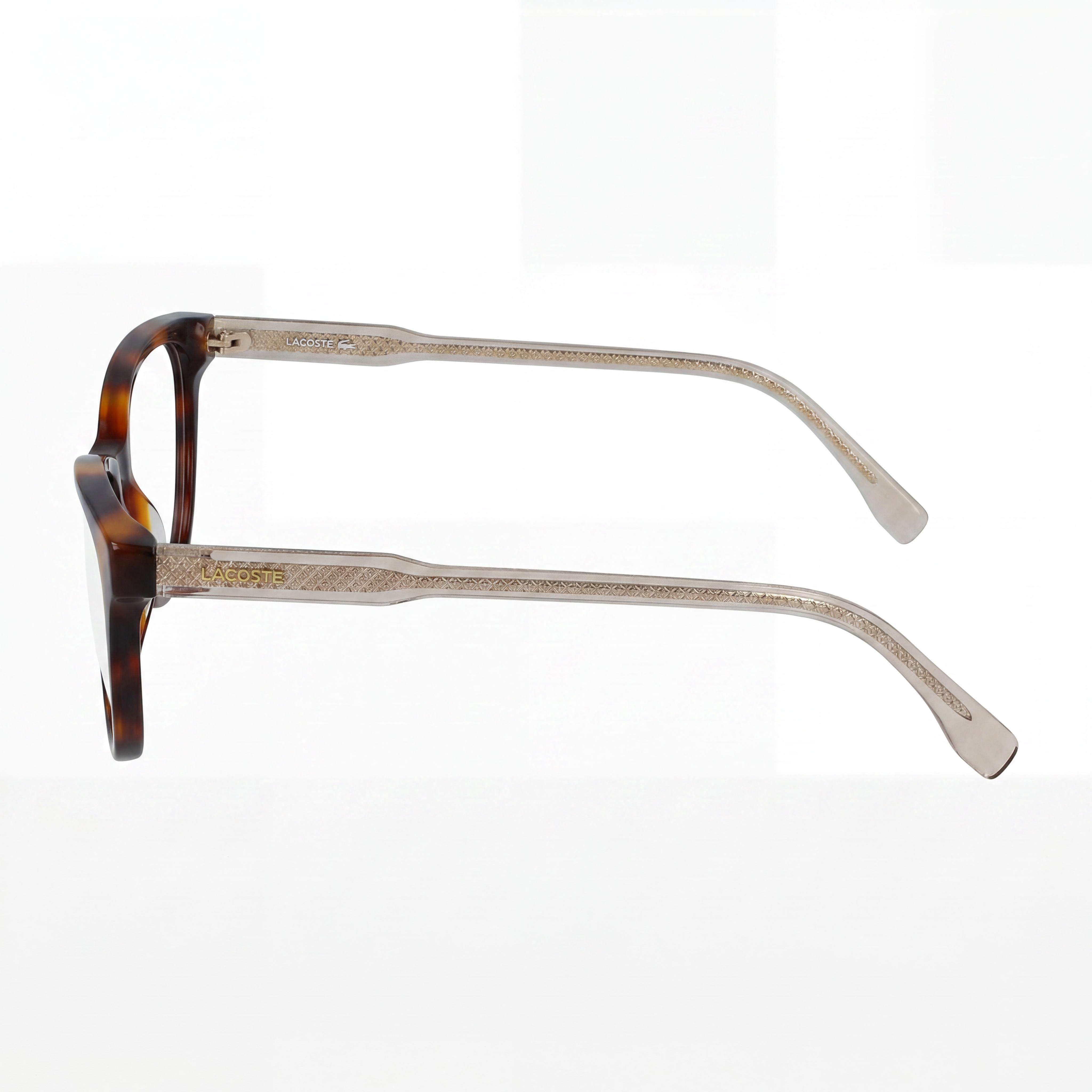 Gafas Unisex Lacoste con Montura de Metal Moderna en Havana, Aptas para Graduación con Lentes de Demostración Transparentes, 53mm, Photo 2