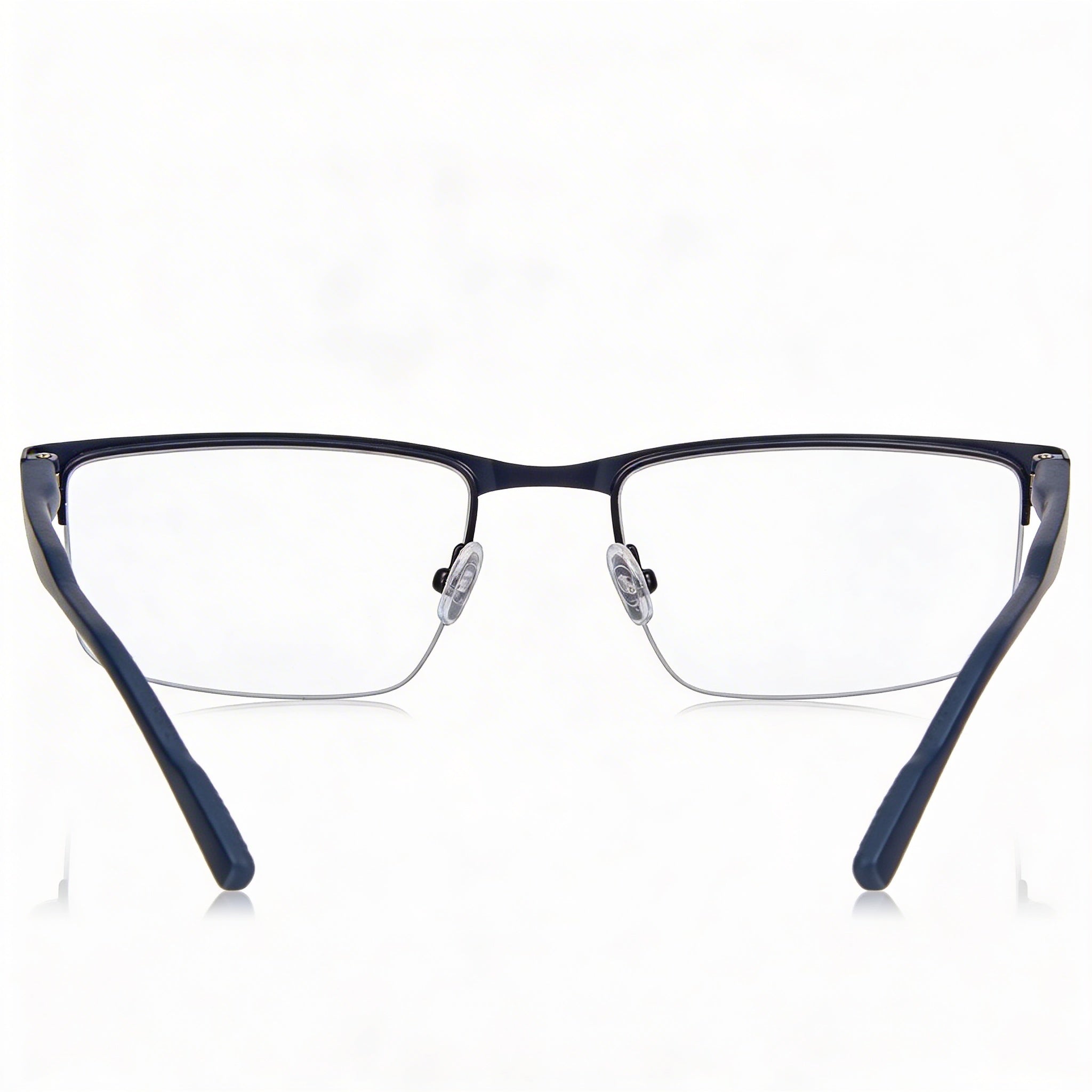 Calvin Klein Classic Unisex Dark Blue Metal Semi-Rimless Rectangle Eyeglasses with Polycarbonate Clear Demo Lenses 55mm, Photo 4