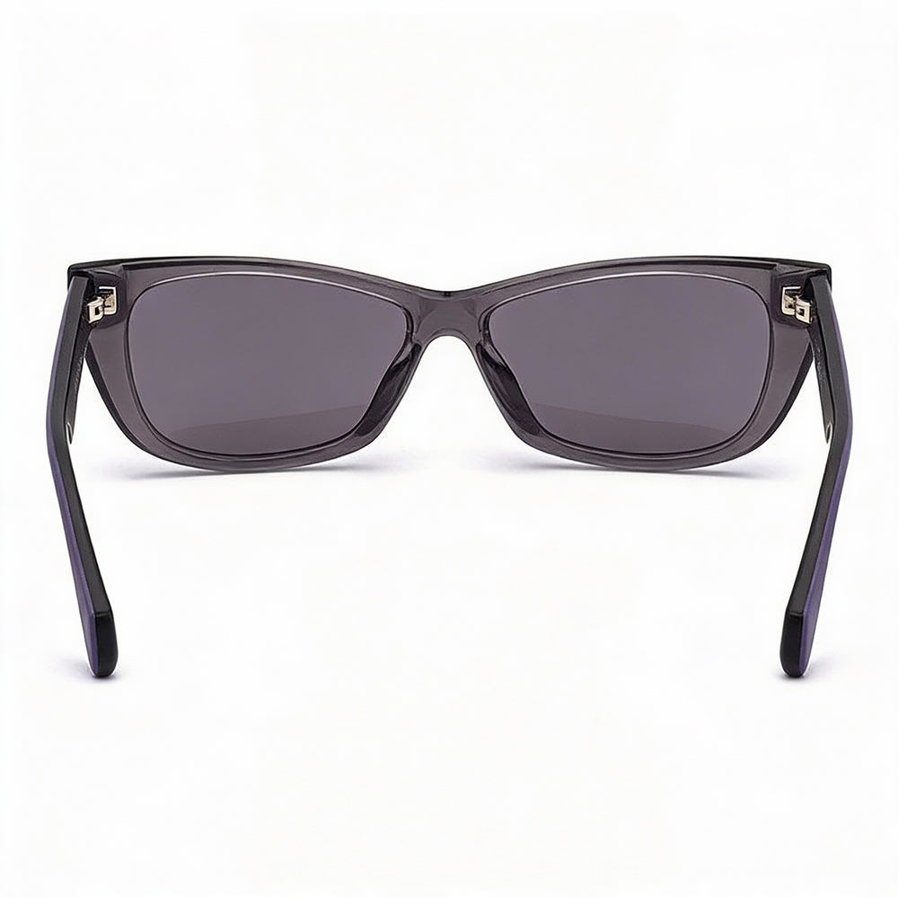 Gafas de sol adidas Originals OR0027 para mujer, estilo casual, de acetato gris transparente con lentes de espejo morado degradado de 55 mm