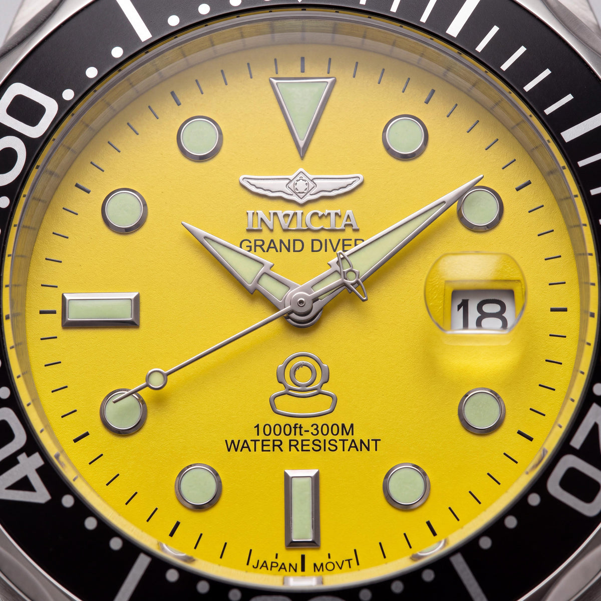 Reloj Invicta informal para hombre, de acero inoxidable, esfera amarilla, luminiscente en la oscuridad, resistente al agua 300m, 47mm, Photo 2