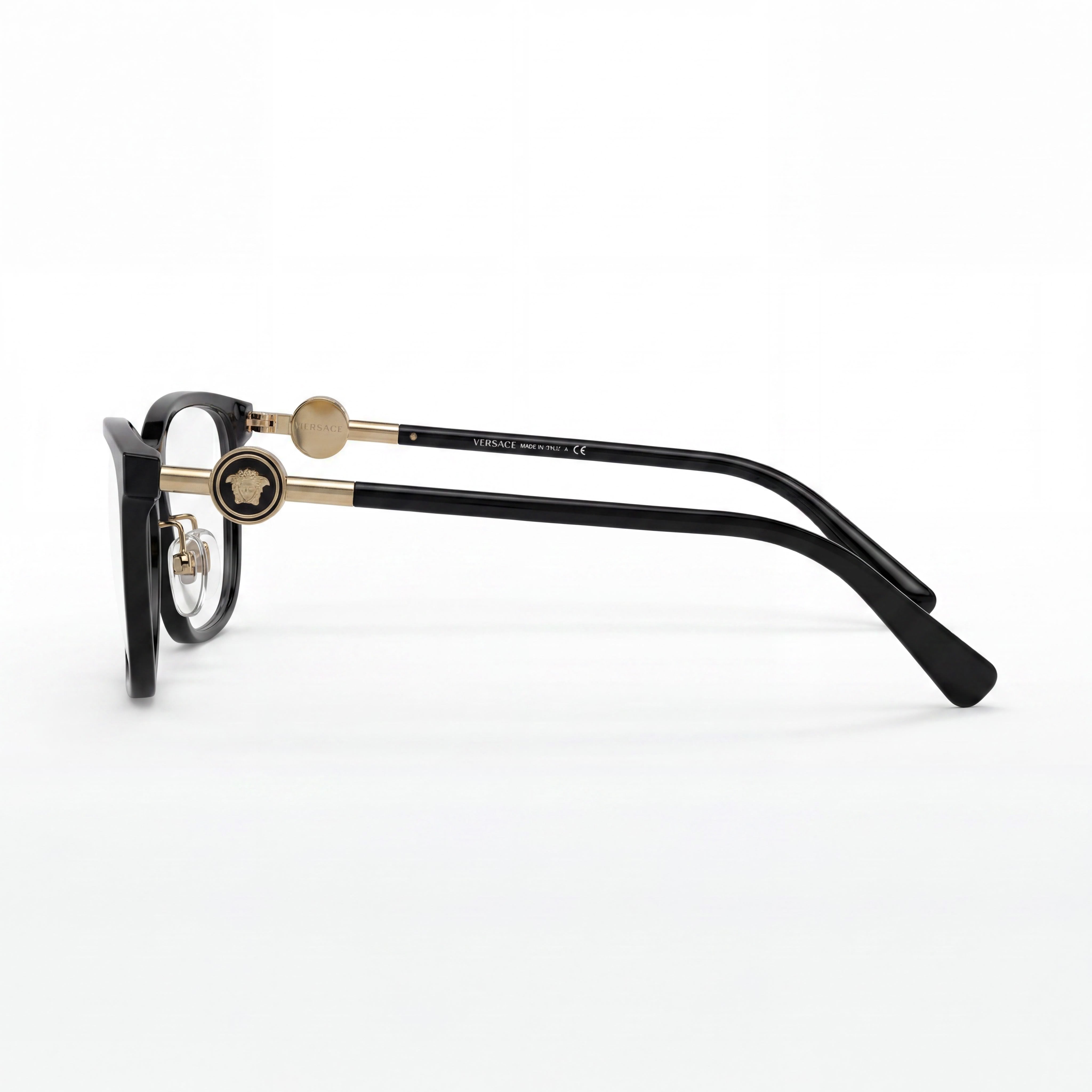 Gafas Versace Modern para mujer, montura completa de plástico negro con lentes transparentes, 55-16-140 mm, Photo 2