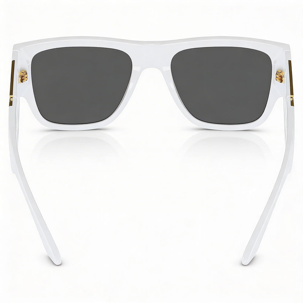 Gafas de sol unisex Versace Ve 4403, armazón de aluminio blanco gris oscuro, lentes UV gris oscuro de 57 mm