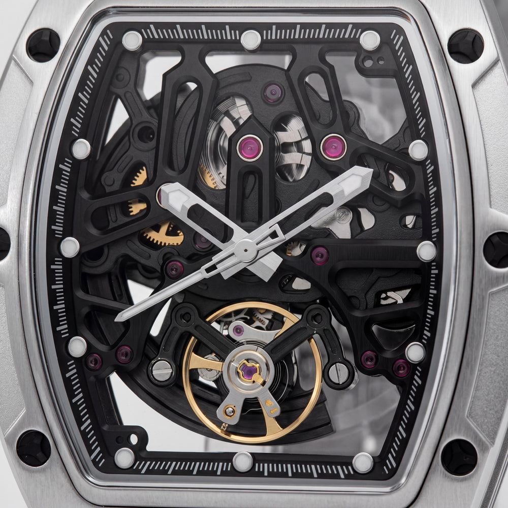 Reloj Invicta S1 Rally 49033 unisex con movimiento automático, esfera negra y correa de acero inoxidable plateado de 44 mm