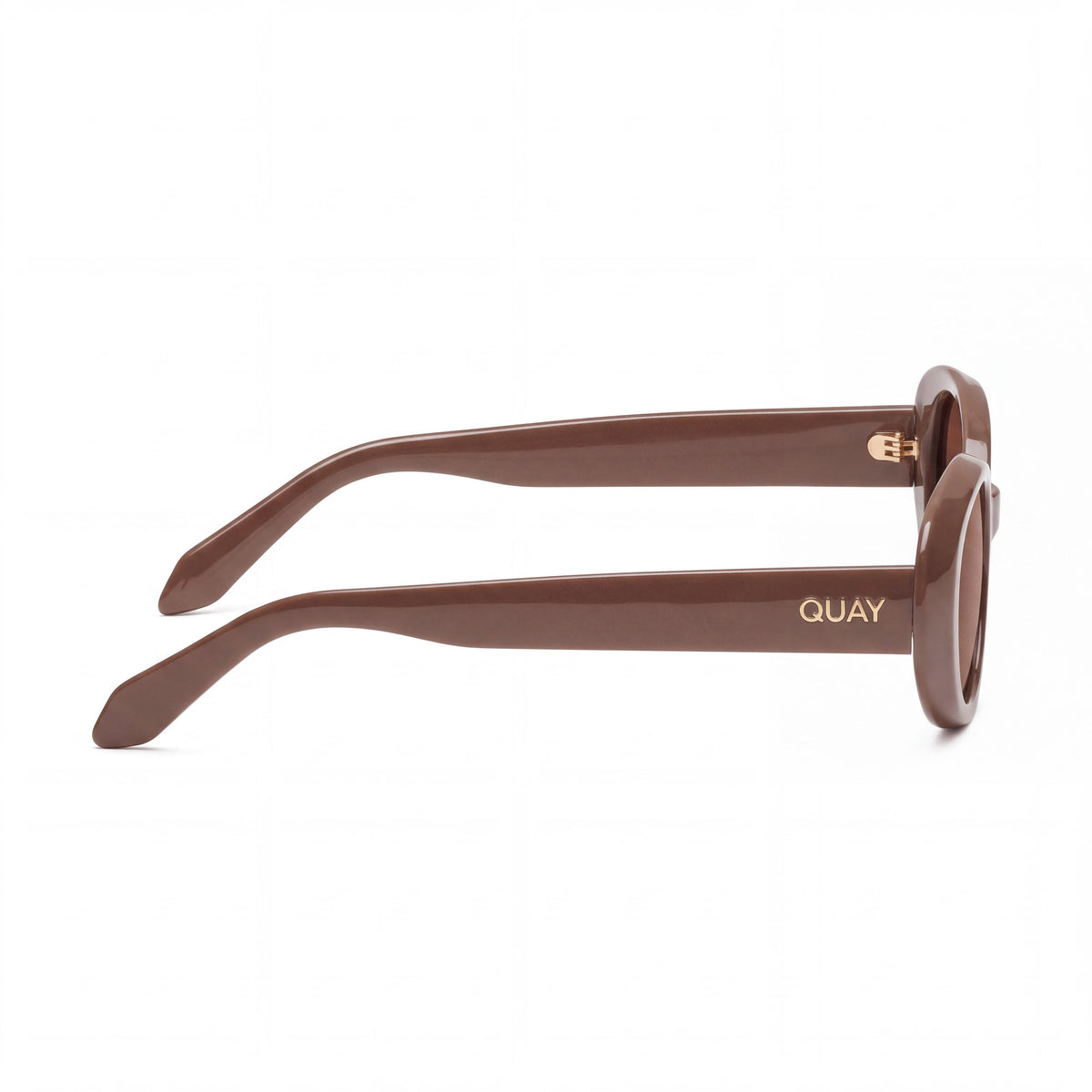 QUAY AUSTRALIA FELT CUTE Women's Round Doe Brown Injection Frame, Brown Lenses, UV Protection, Non-Polarized, 52mm, Photo 3