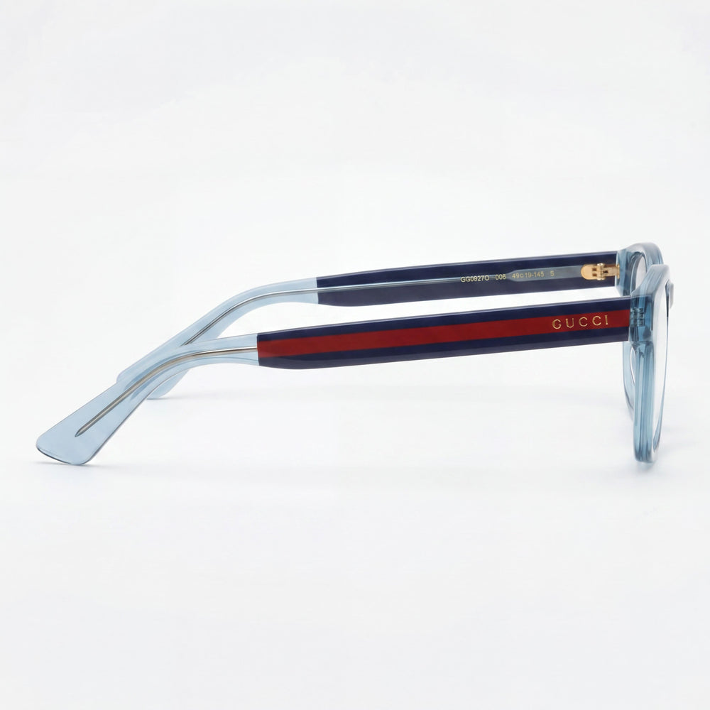 Gucci GG0927O 006 Men's Transparent Blue Acetate Full Rim Square Glasses 49-19-145