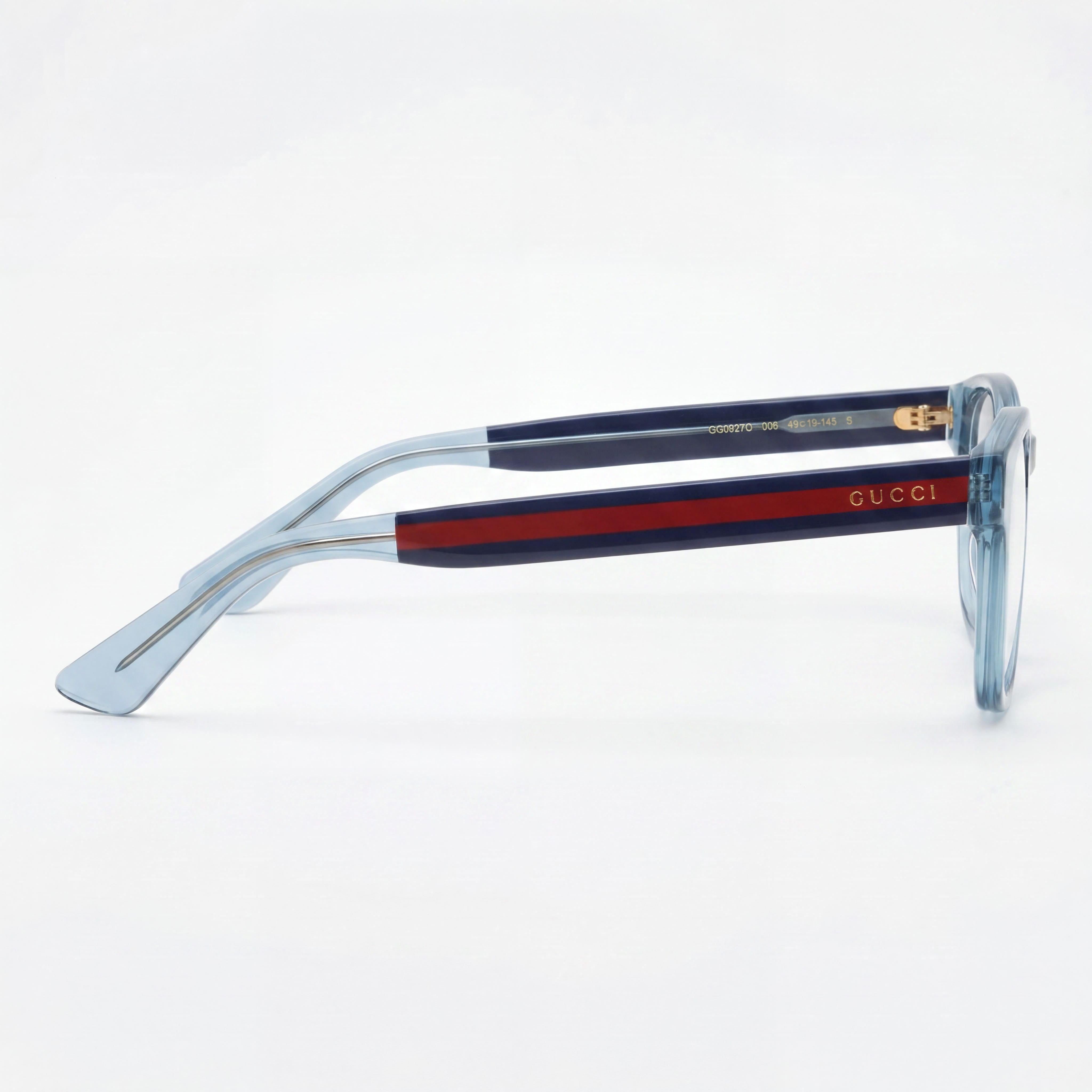 Gafas Gucci GG0927O 006 para hombre, cuadradas, transparentes, de acetato azul, con montura completa, talla 49-19-145, Photo 2