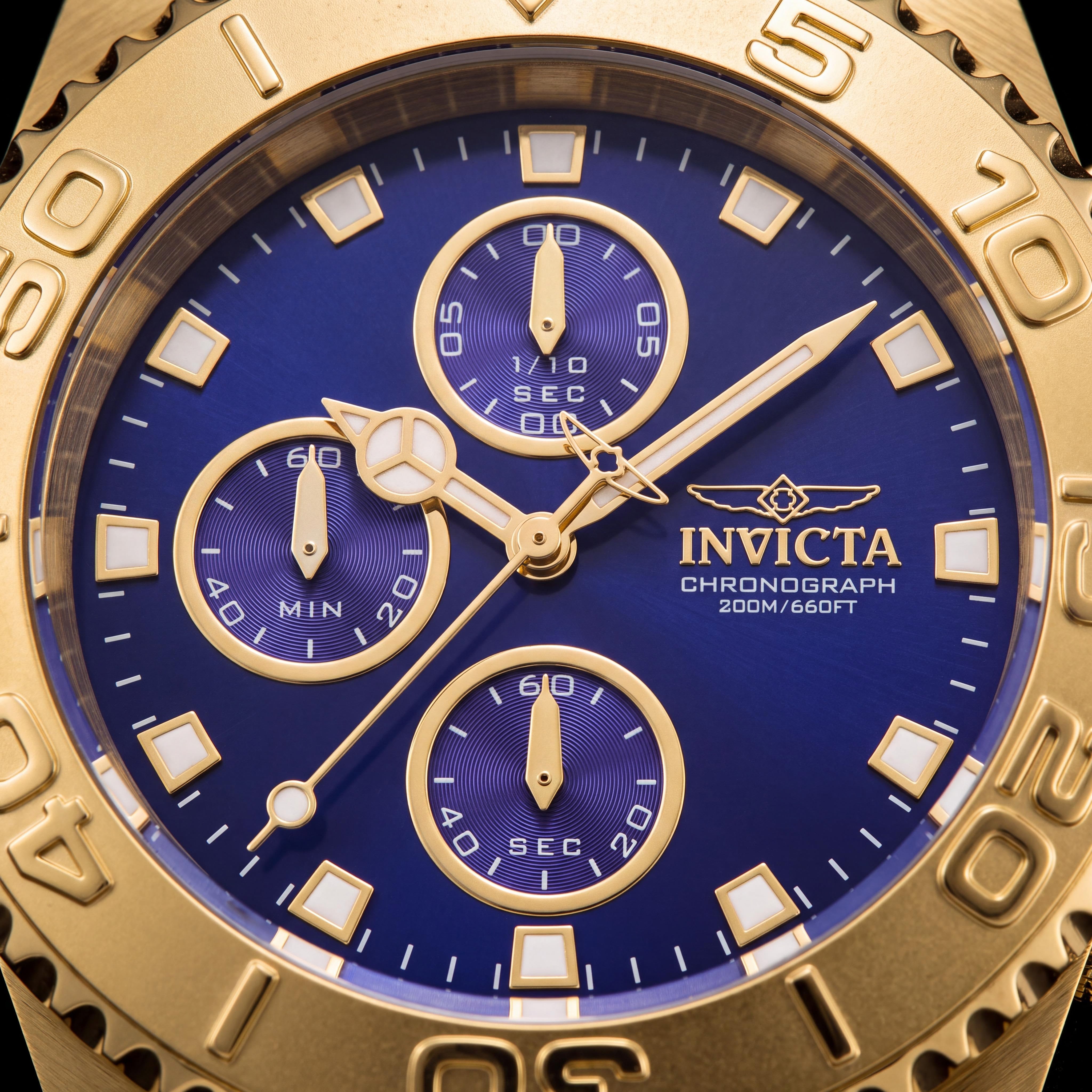 Invicta 28682 Bracelet Men's Gold-Tone Stainless Steel Blue Dial Chronograph Watch 43.5mm, Photo 2