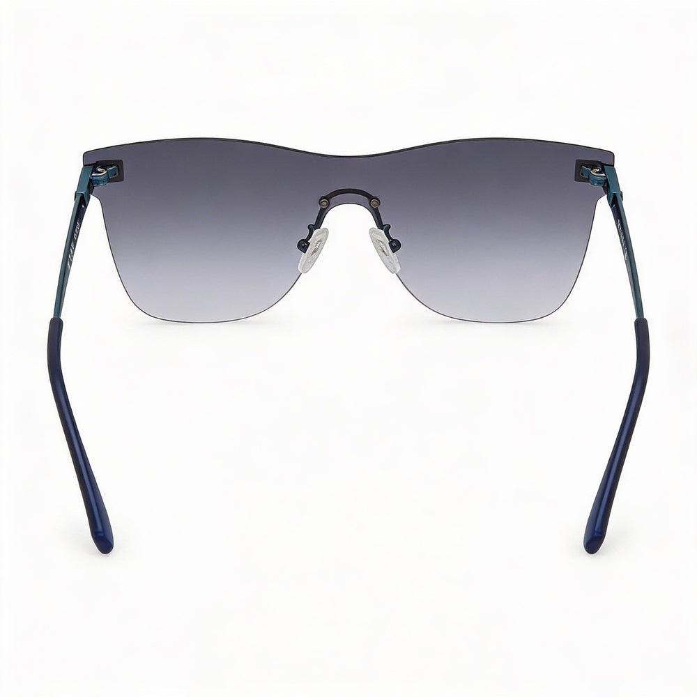 GUESS Gf0186 Men's Matte Blue Gradient Plastic Shield Rimless Sunglasses, Grey Gradient Lenses, 50mm, UV Protection