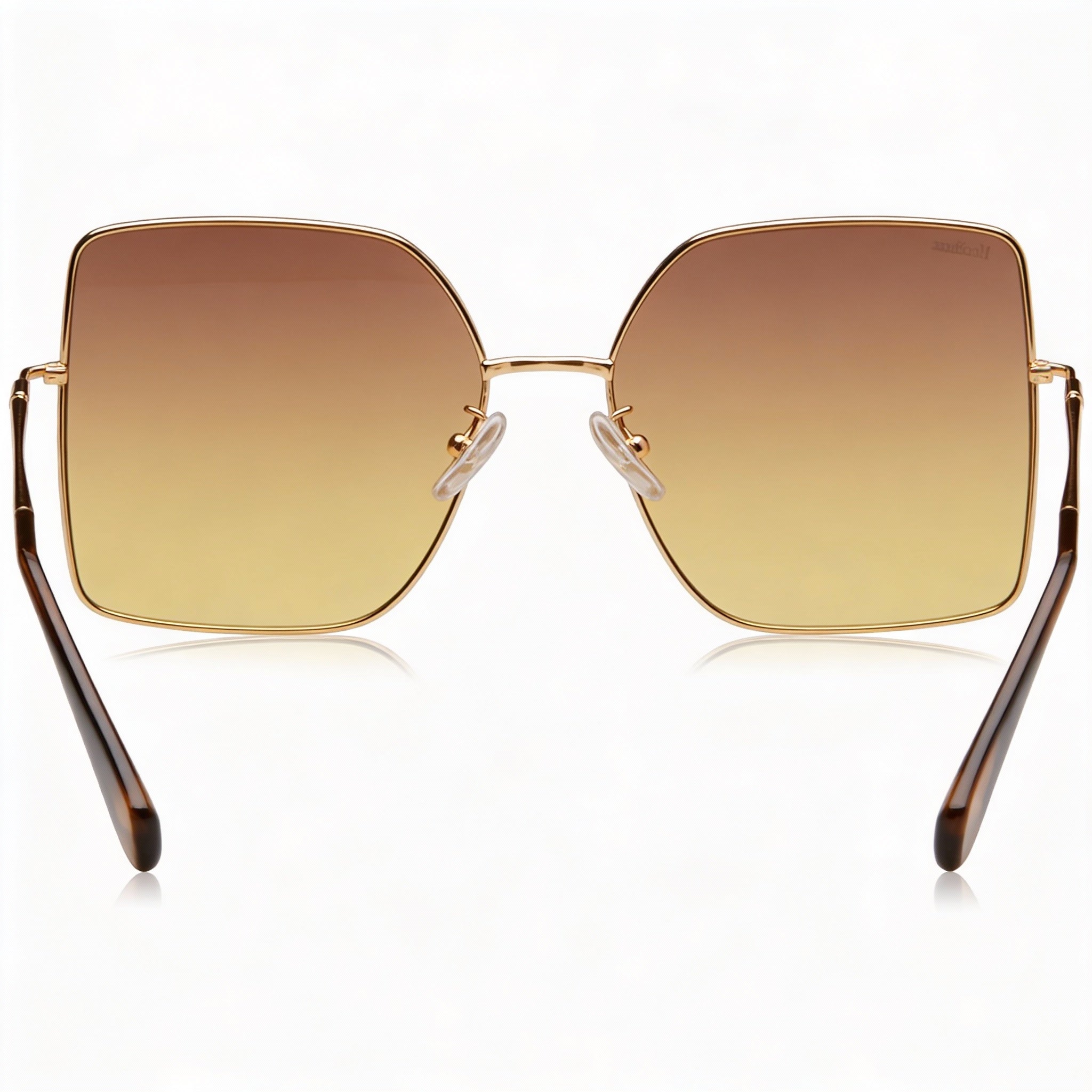 Gafas de sol cuadradas de metal MaxMara Classic para mujer de 59 mm - Montura dorada brillante con lentes marrones degradadas, Photo 3