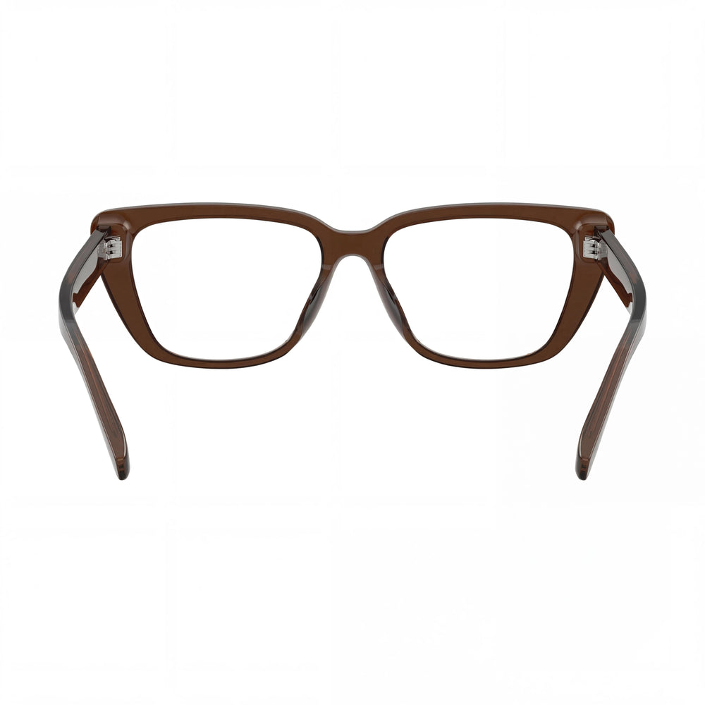 Emporio Armani Ea3256u Universal Fit Women's Cat Eye Plastic Eyeglasses Shiny Transparent Brown 52mm