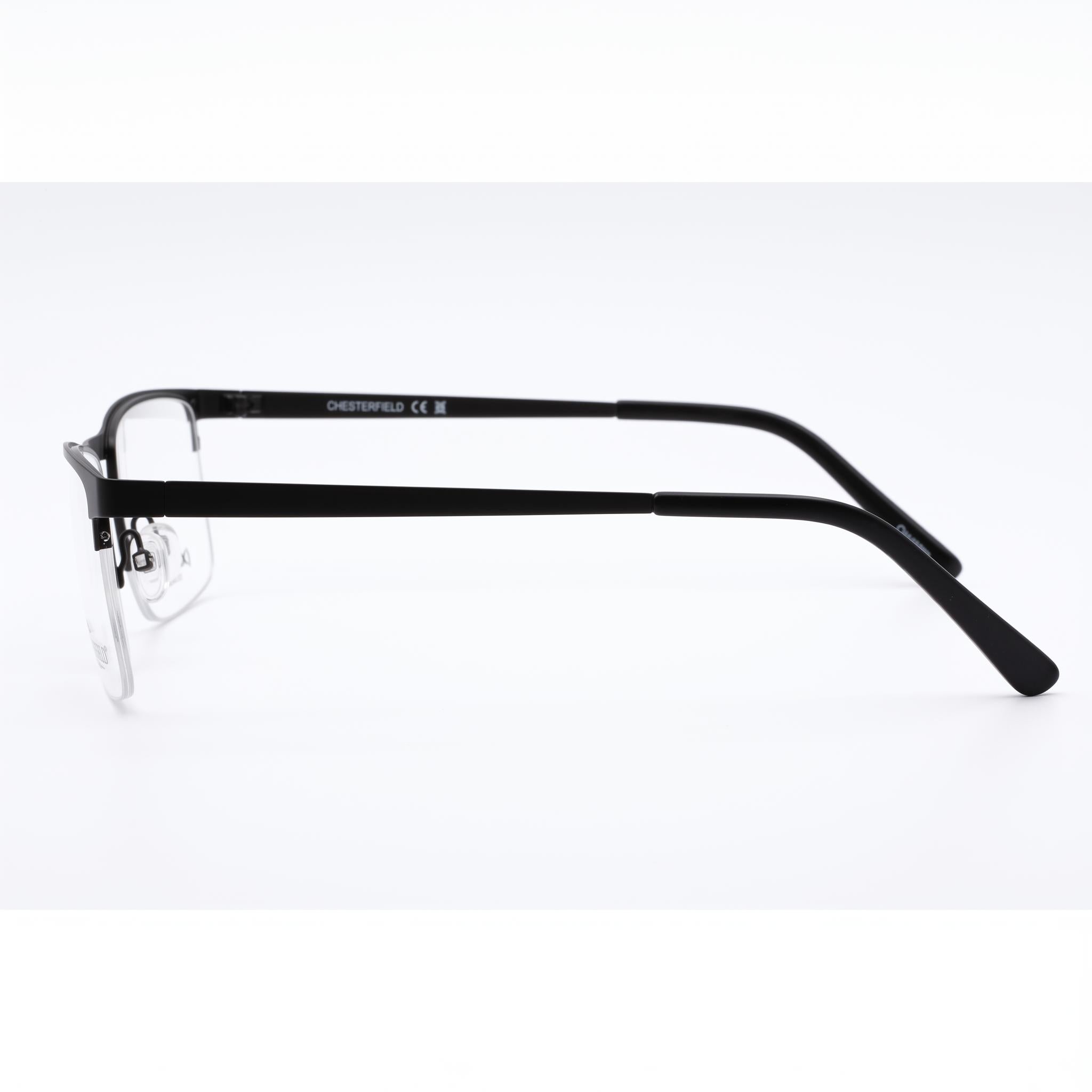 Gafas Chesterfield para hombre Ch 113xl con montura de metal negro y lentes transparentes de policarbonato, talla 55-19-150, Photo 2
