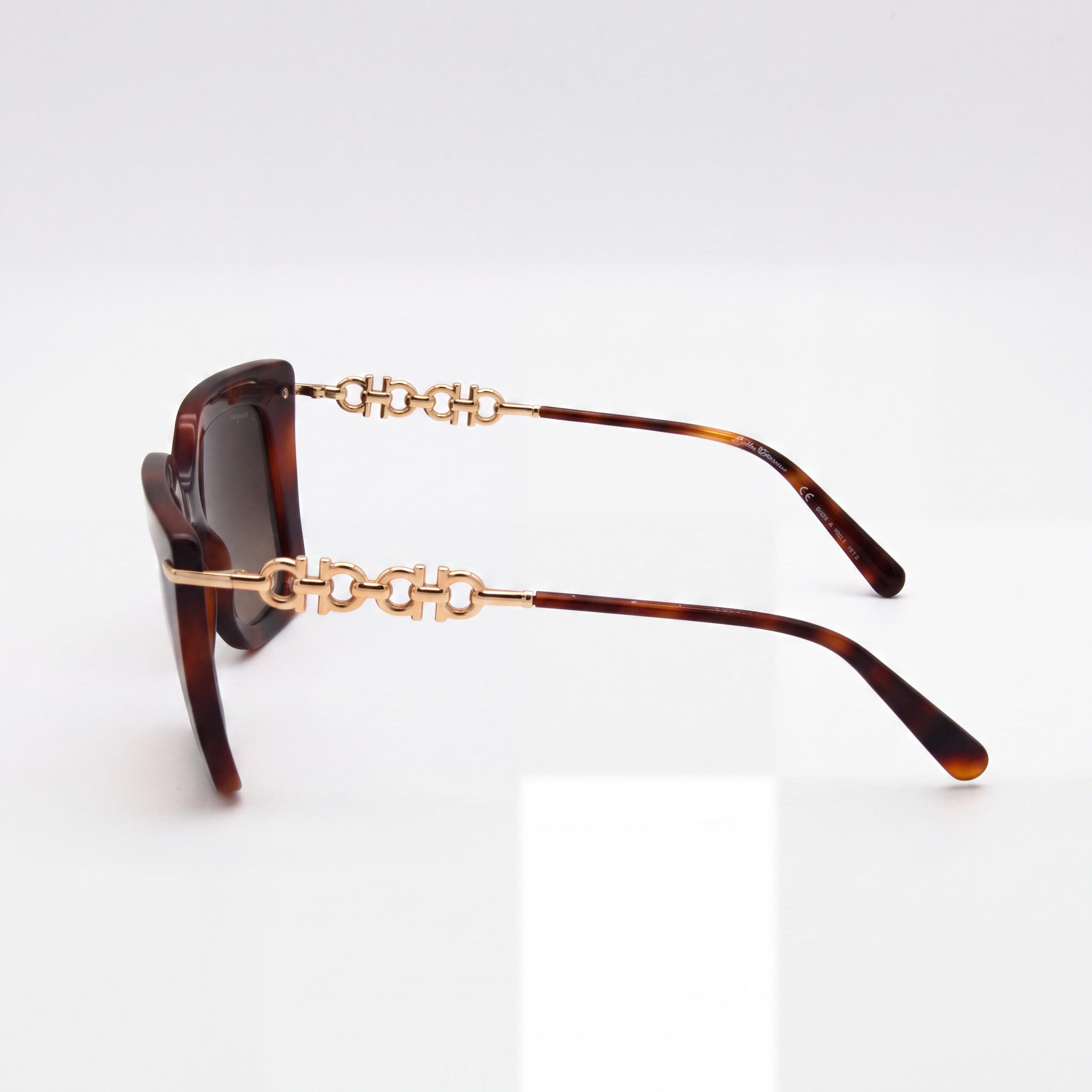 Salvatore Ferragamo Gafas de Sol Clásicas para Mujer de Aleación de Acero, Protección UV, No Polarizadas, 51mm, Havana Clásico, Photo 2