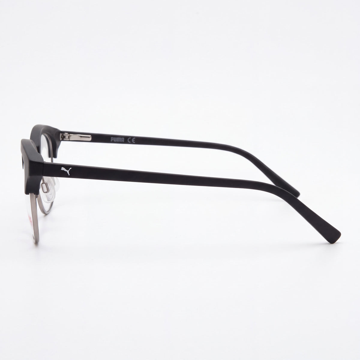Montura óptica para mujer PUMA con marco redondo/ovalado de plástico transparente negro, lentes no graduadas, 50 mm, Photo 3