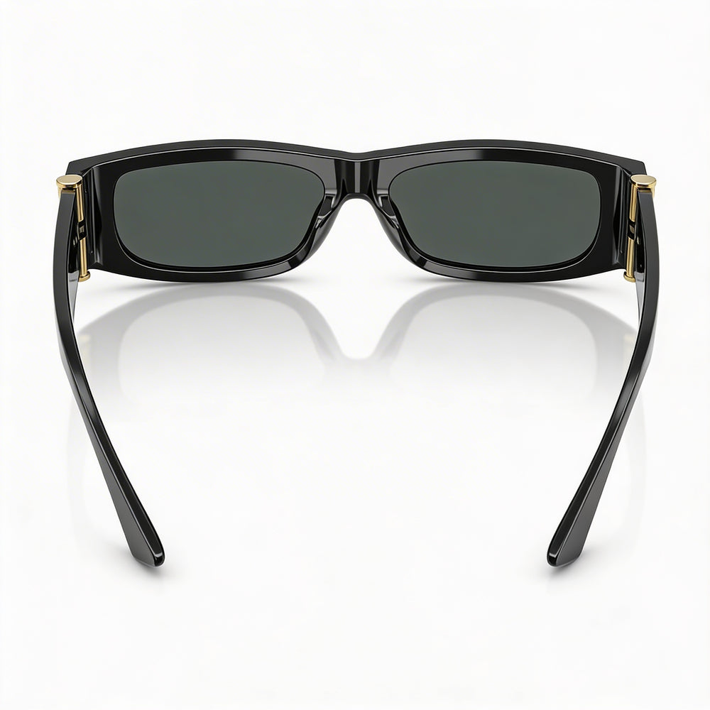 Versace Ve 4476 U Unisex Sunglasses with Black Dark Grey Acetate Frame and Dark Grey Lenses 55mm