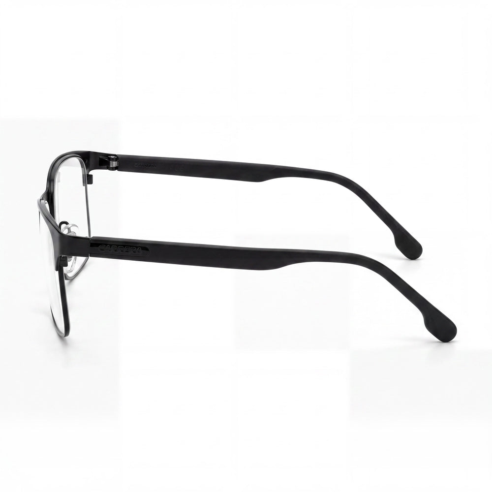 Gafas de hombre Carrera 8869 con montura de acero inoxidable en negro, con un ancho de lente de 55 mm