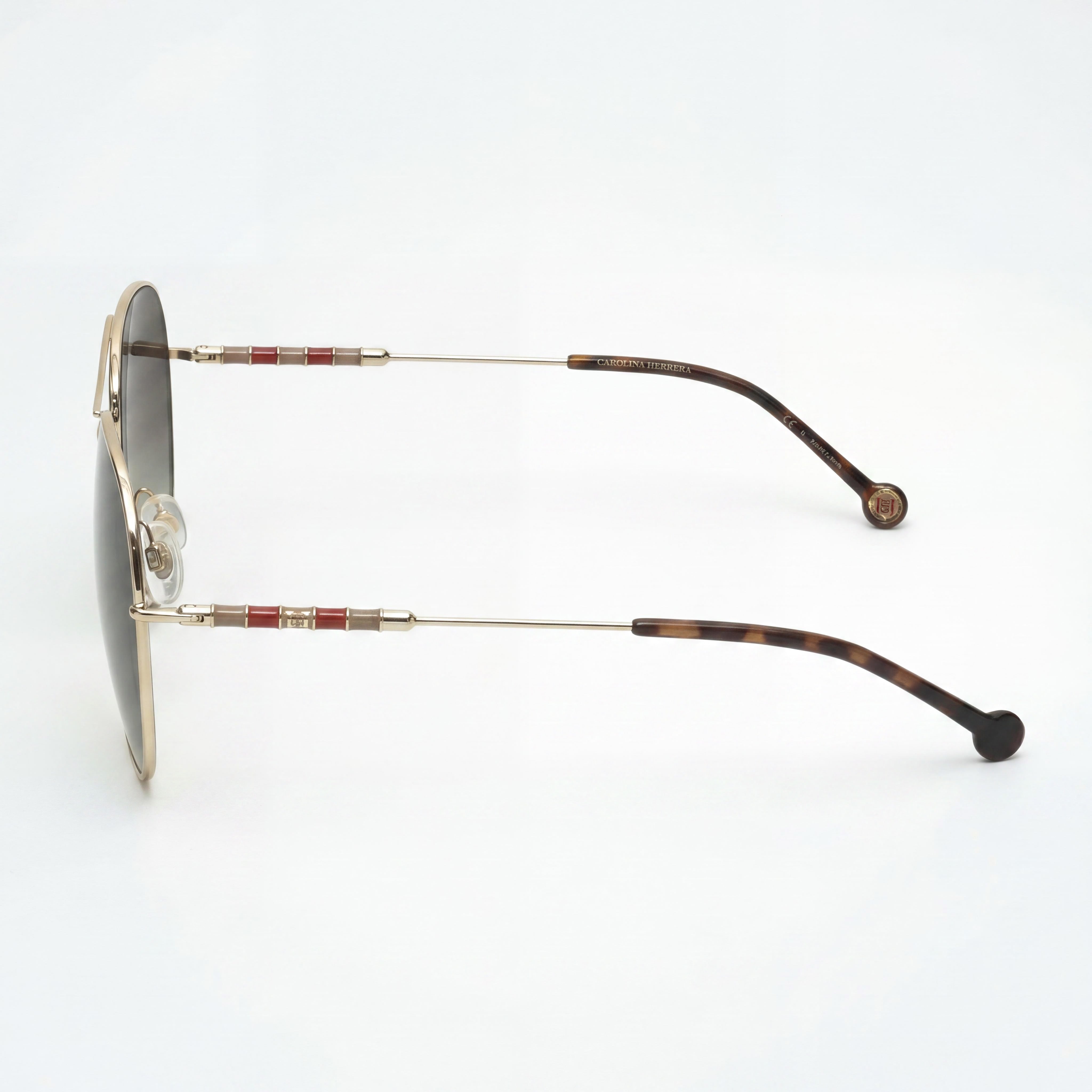 Carolina Herrera Ch 0034/S Women's Gold Brown Gradient Stainless Steel Sunglasses 64mm UV Protected Prescription-Ready, Photo 3
