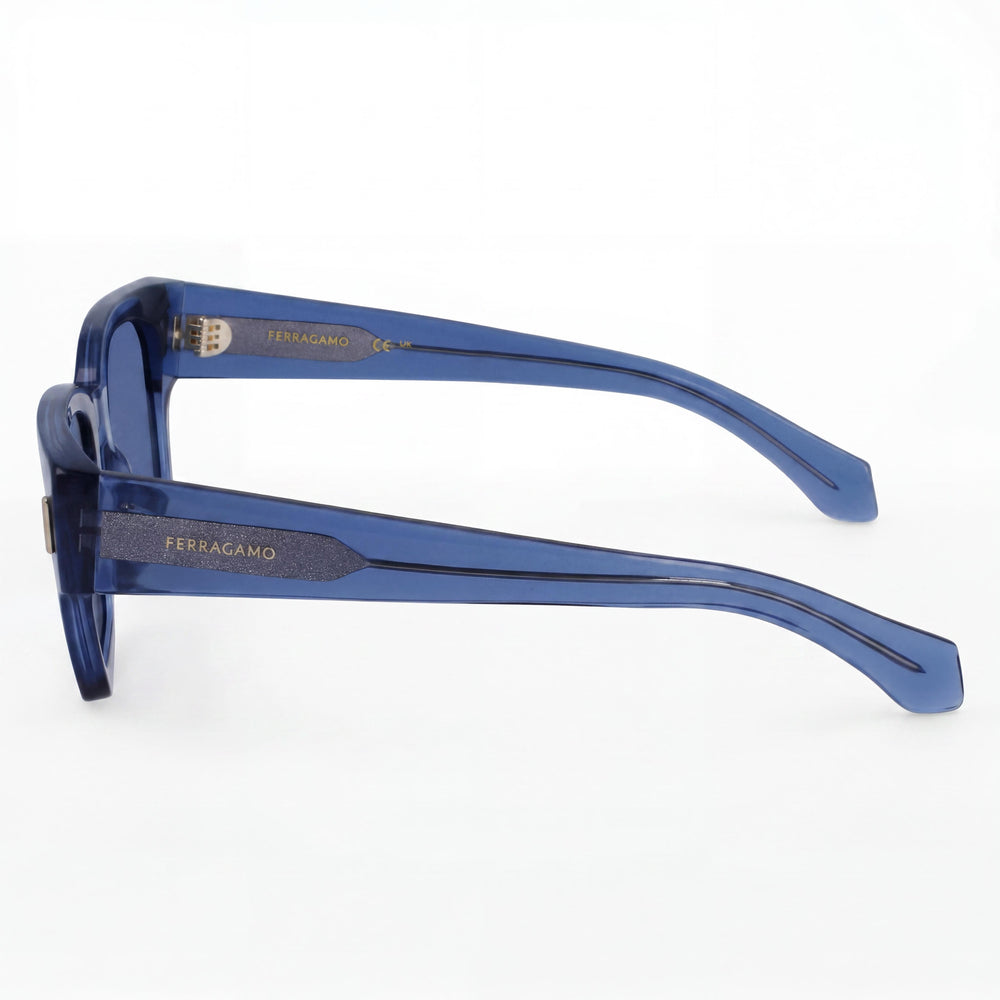 Salvatore Ferragamo Sf2010s Unisex Transparent Blue Acetate Frame with Blue Non-Polarized UV Protected Lenses 52mm