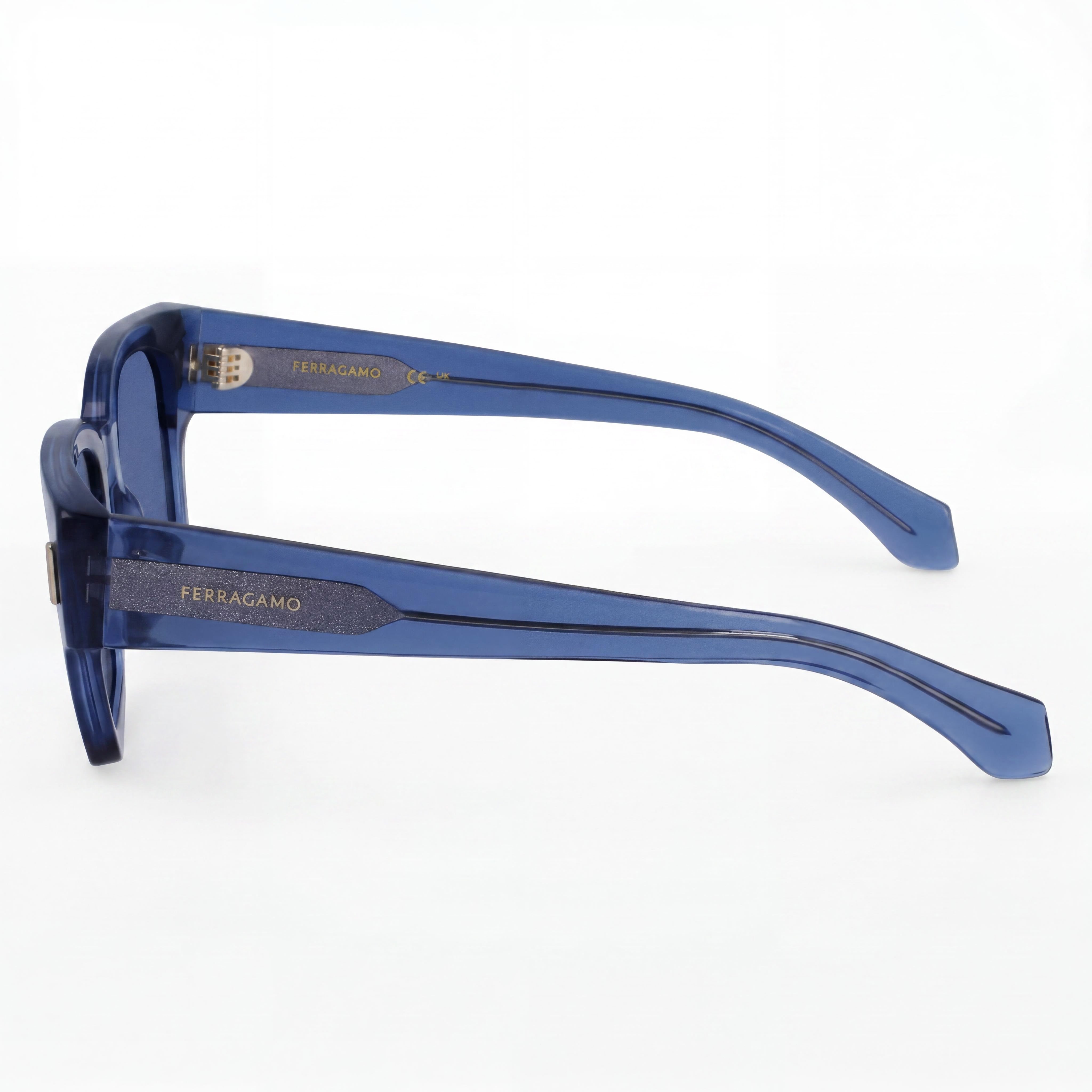 Salvatore Ferragamo Sf2010s Montura Unisex de Acetato Azul Transparente con Lentes Azules No Polarizadas con Protección UV de 52 mm, Photo 3