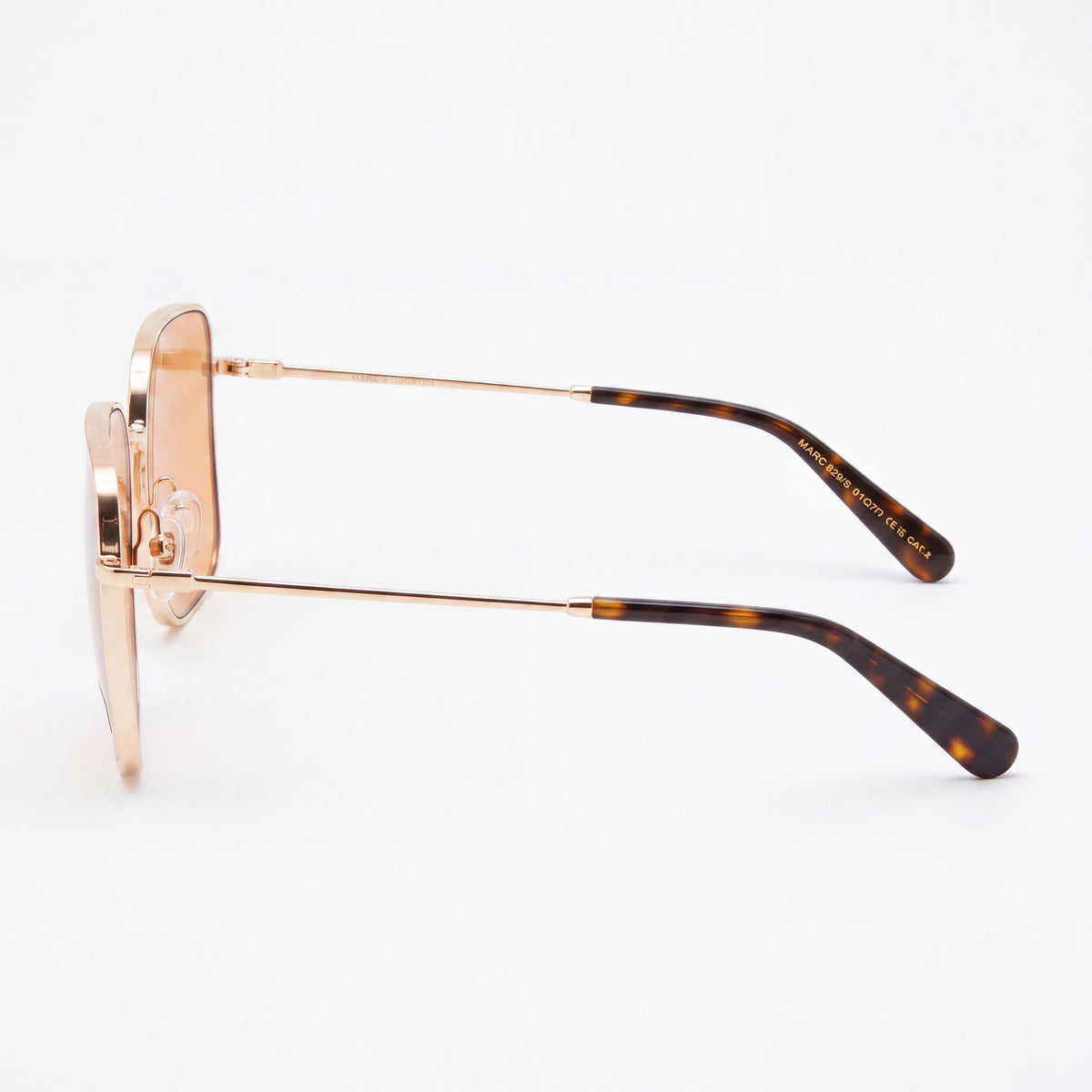Gafas de sol clásicas de mujer Marc Jacobs con montura de metal marrón dorado y lentes marrón dorado, 50 mm de ancho de lente, Photo 3