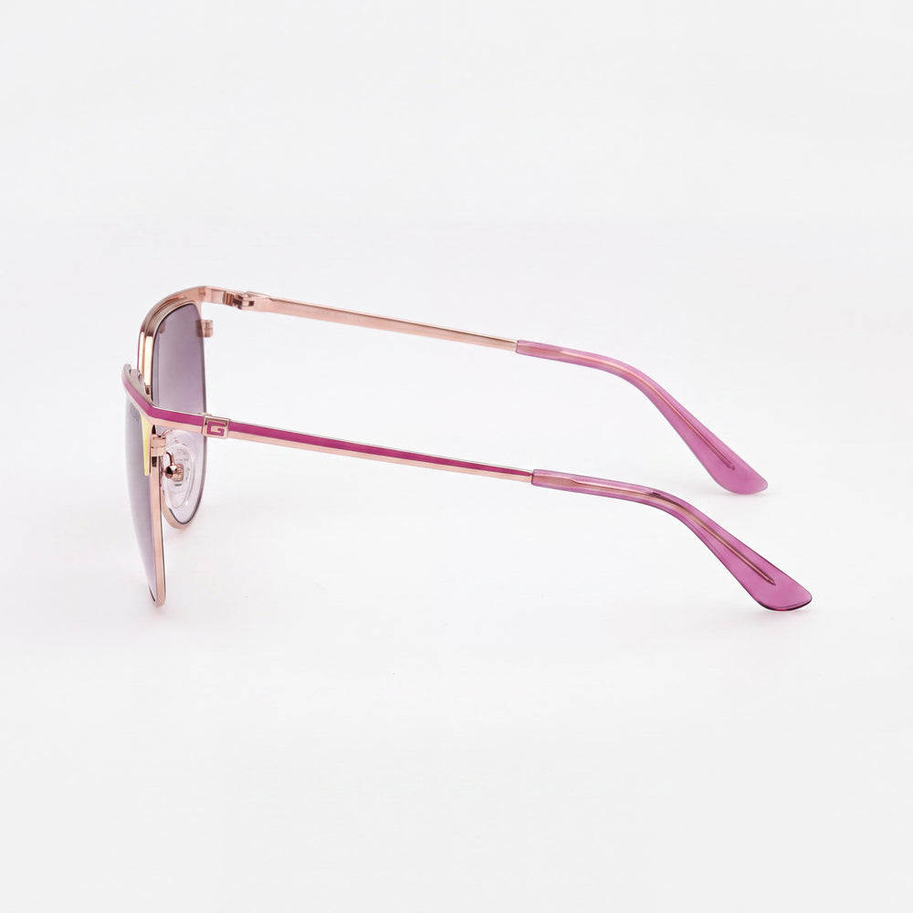 GUESS Modern Women's Shiny Rose Gold Metal Frame Gradient Violet Lens UV Protection Sunglasses 58mm