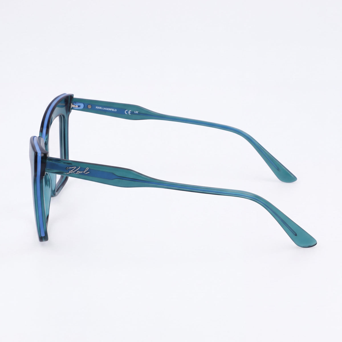 KARL LAGERFELD KL6136 Women's Rectangle Eyeglasses with Injected Petrol Frame and Polycarbonate Lenses 51mm, Photo 3