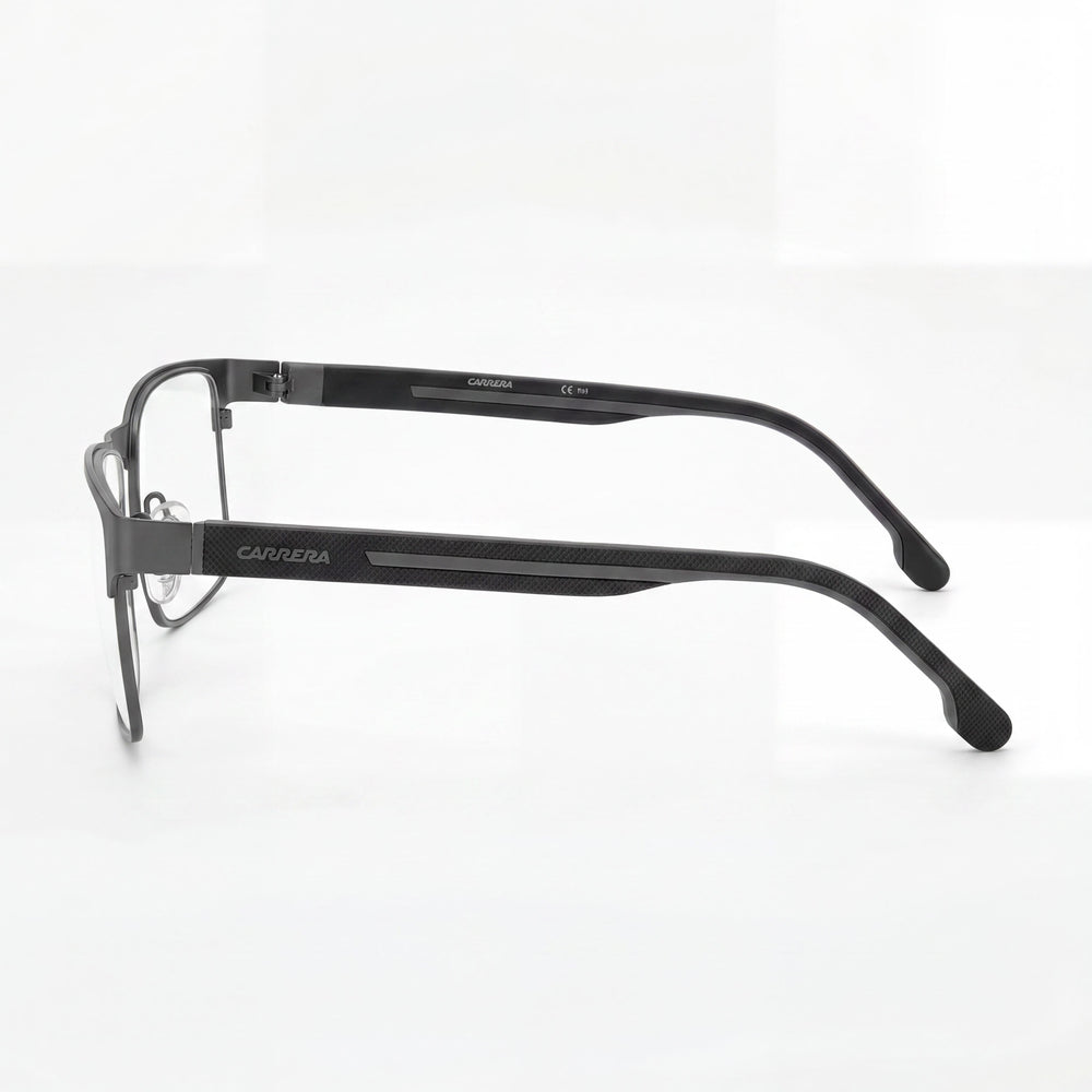 Montura de gafas para hombre Carrera Carrera 8884, metal gris negro mate, ancho de lente 57 mm, puente 18 mm, patilla 145 mm