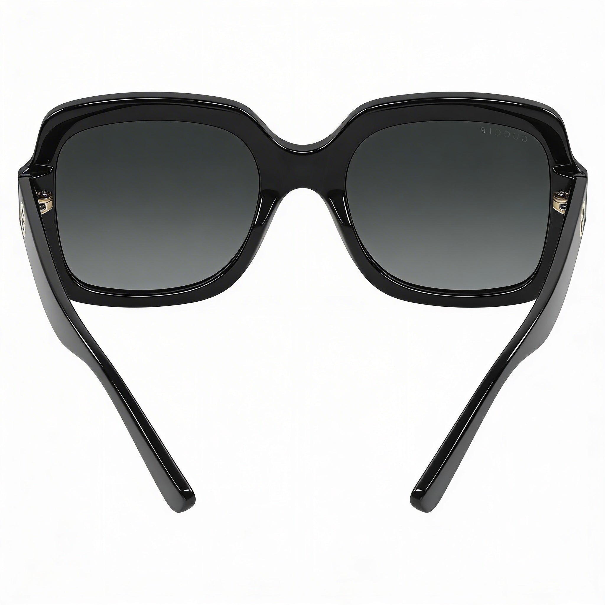 Gucci GG1337S 002 Women's Black Gold-Logo Full Rim Square Plastic Sunglasses with Grey Gradient Lenses 54mm UV Protection, Photo 3