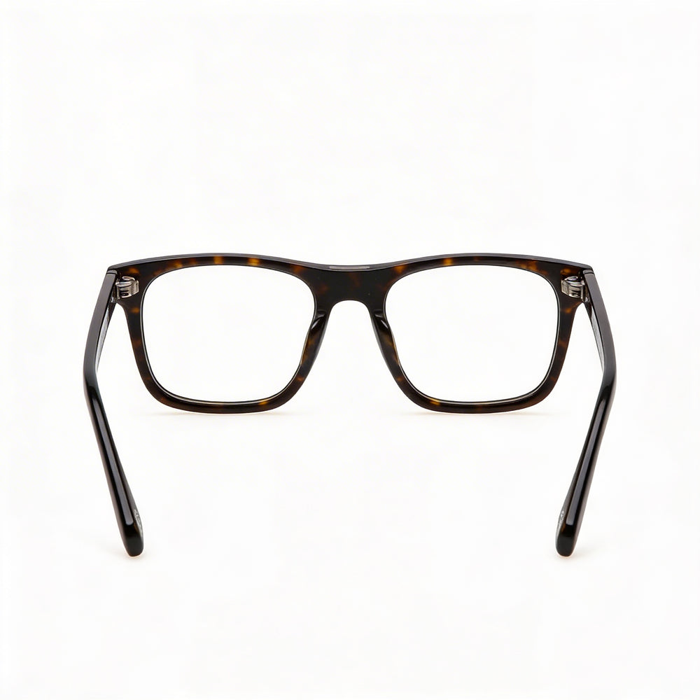 Police Casual Men's Optical Eyeglasses with Shiny Black Acetate Frame and Plastic Lenses, Lens Width 52mm