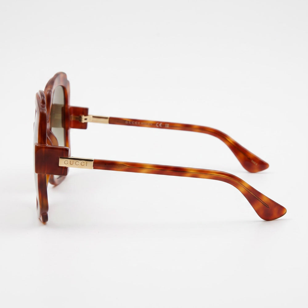 Gucci Women's Round/Oval Prescription Plastic Frame Sunglasses Havana Brown Gradient Lenses 57-20-135