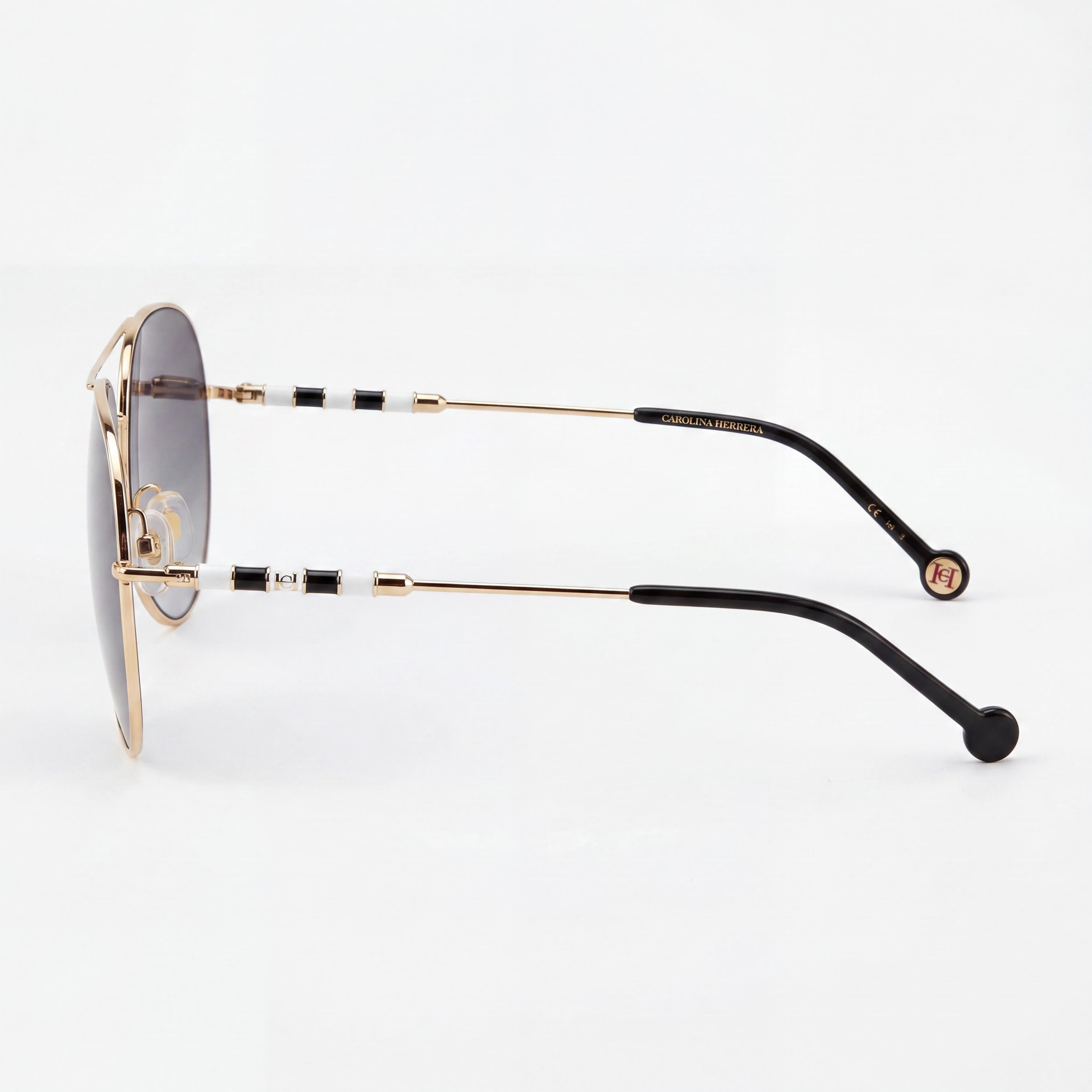 Gafas de sol Carolina Herrera Ch 0034/S para mujer, montura de acero inoxidable con degradado gris y lentes doradas, protección UV 100 %, 64 mm, Photo 3