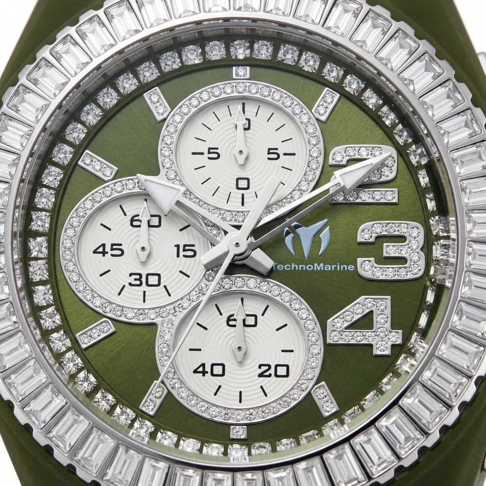 Technomarine TM-121183 Men's Chronograph Quartz Movement 45mm Green Luminous Water Resistant Watch