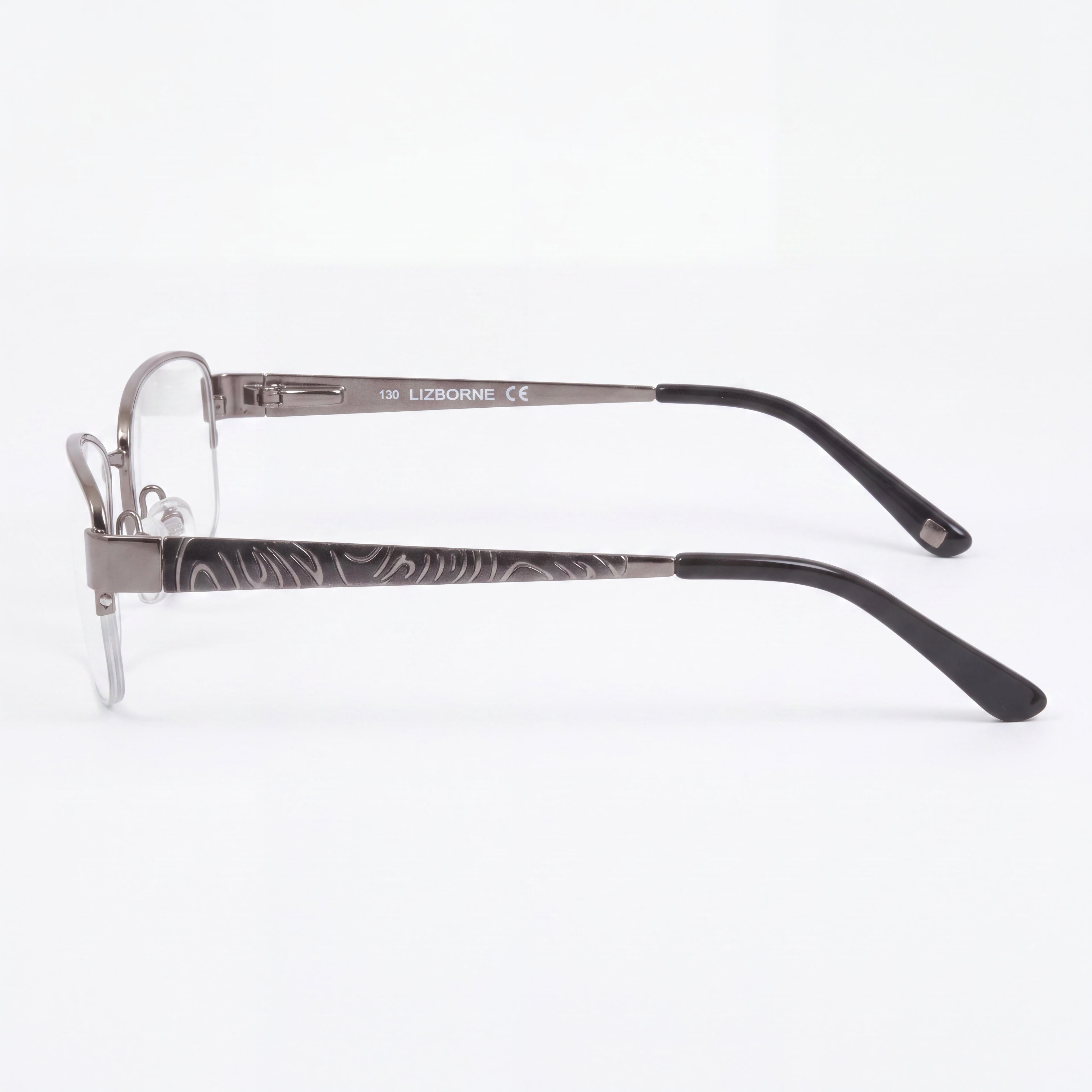Liz Claiborne Men's 611 Ruthenium Metal Frame Semi-Rimless Rx-able Eyeglasses 52mm, Photo 2