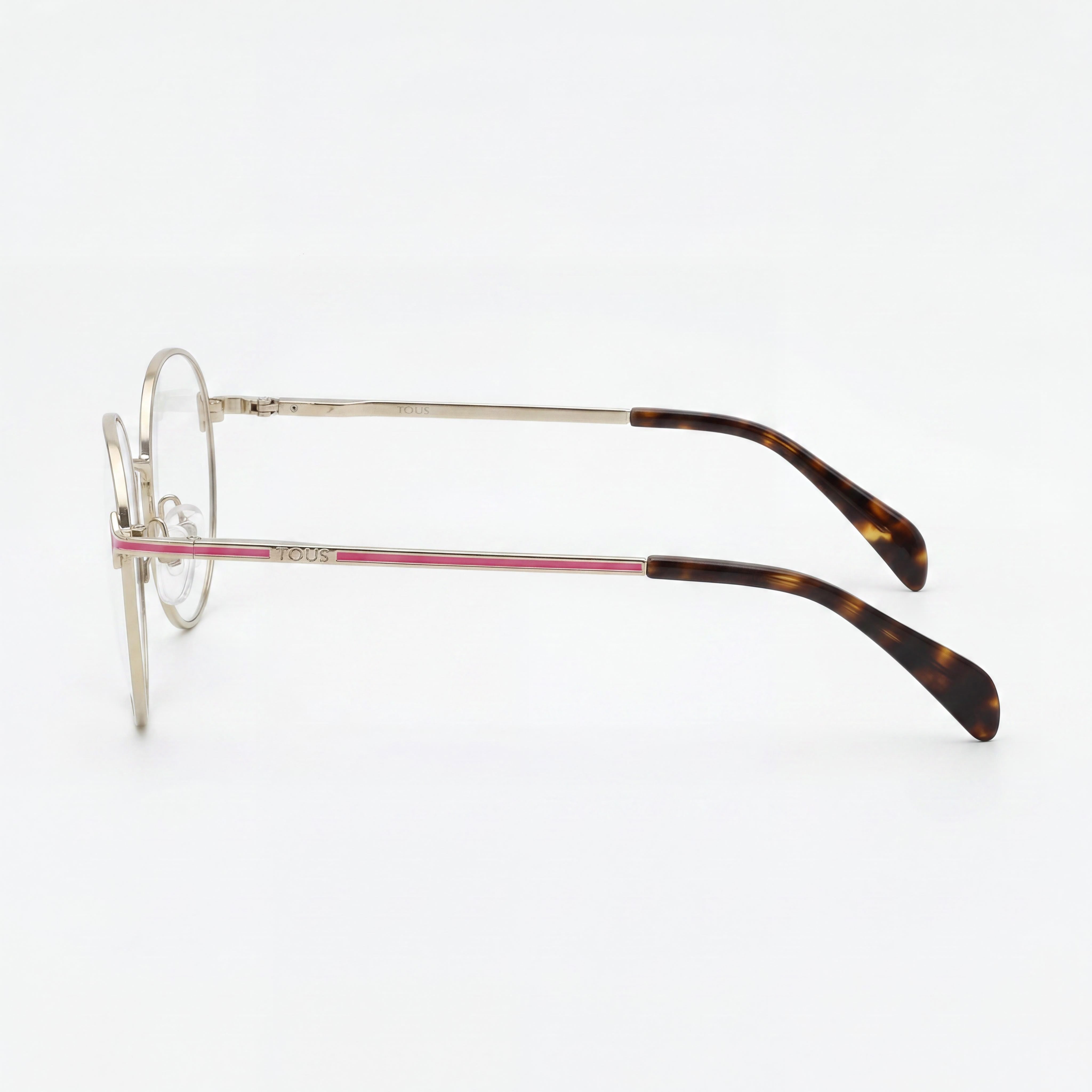 Gafas de vista TOUS Classic para mujer en acero inoxidable dorado claro con lentes transparentes de demostración, graduadas, 51 mm, Photo 3