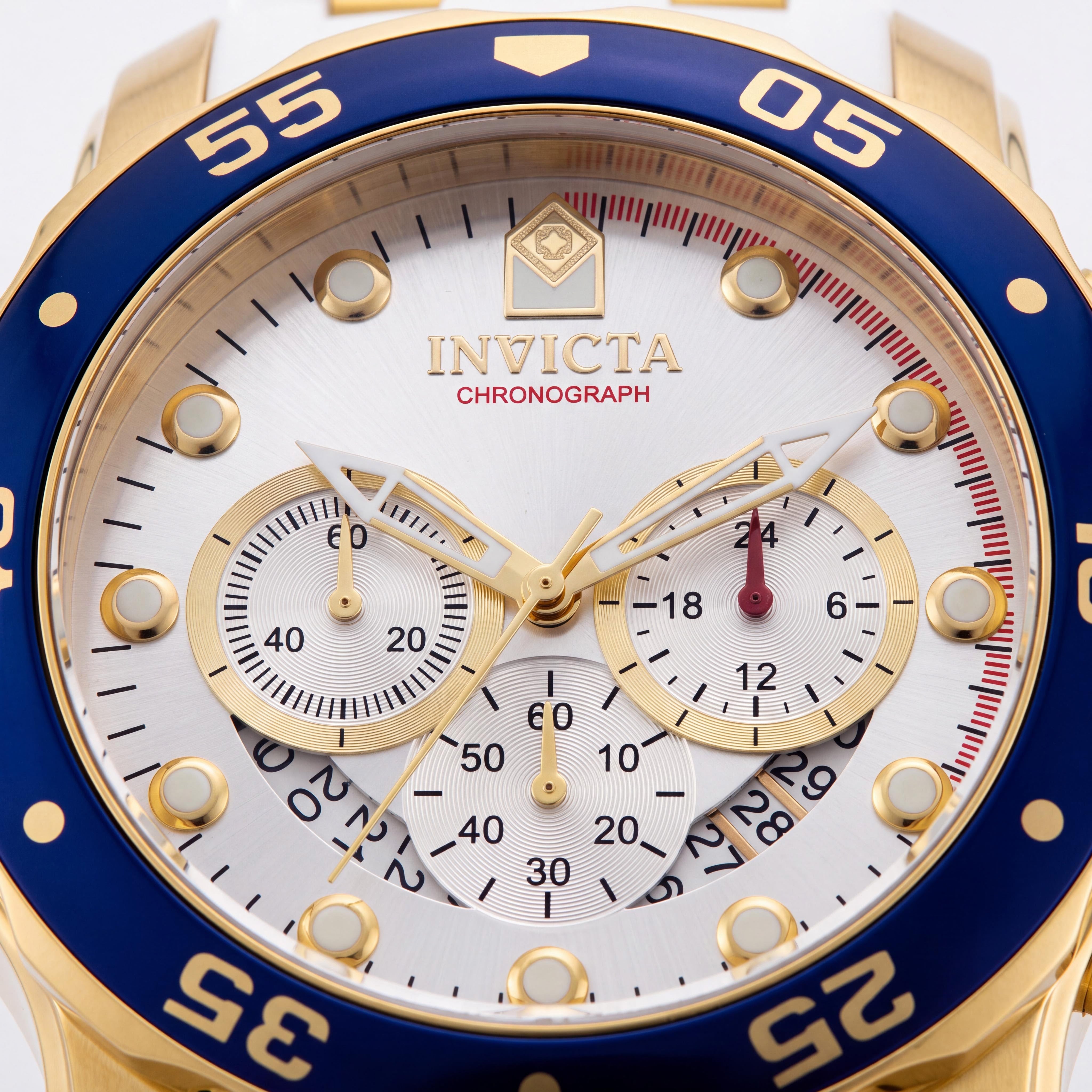 Reloj de buceo cronógrafo Invicta Pro Diver 20293 de cuarzo de acero inoxidable de dos tonos para hombre con bisel azul, 48 mm, Photo 2