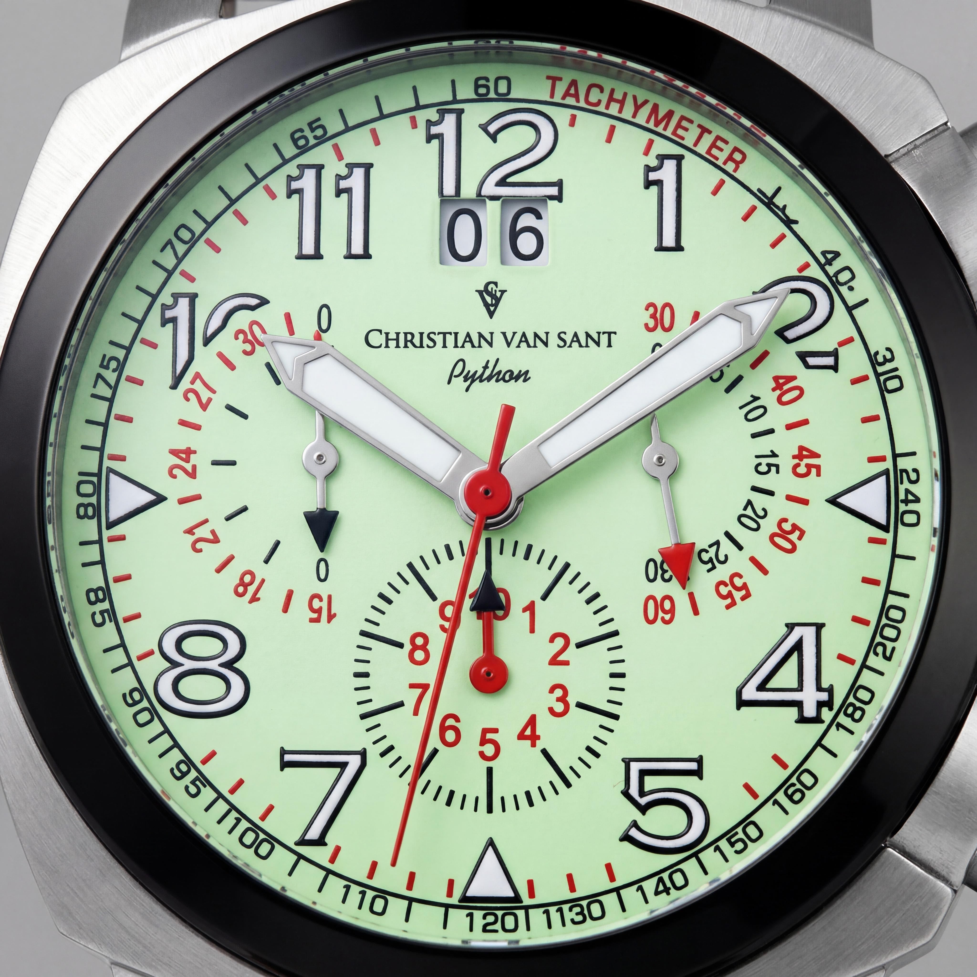 Christian Van Sant CV3AU6 Men's Casual Brown Leather Strap Luminous Quartz Chronograph Watch 10 ATM Water Resistant, Photo 2