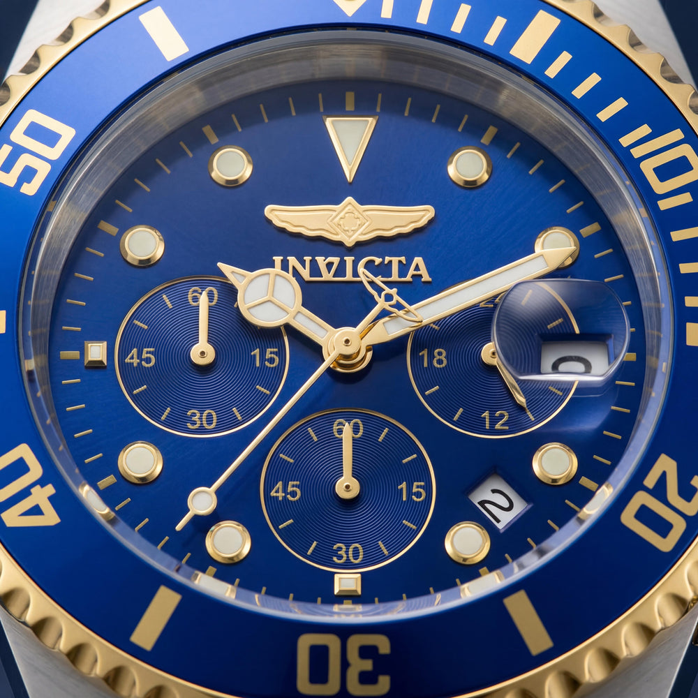 Invicta 34042 Men's Japanese Automatic Two Tone Stainless Steel Blue Dial Luminous 200M Water Resistant Watch 47mm