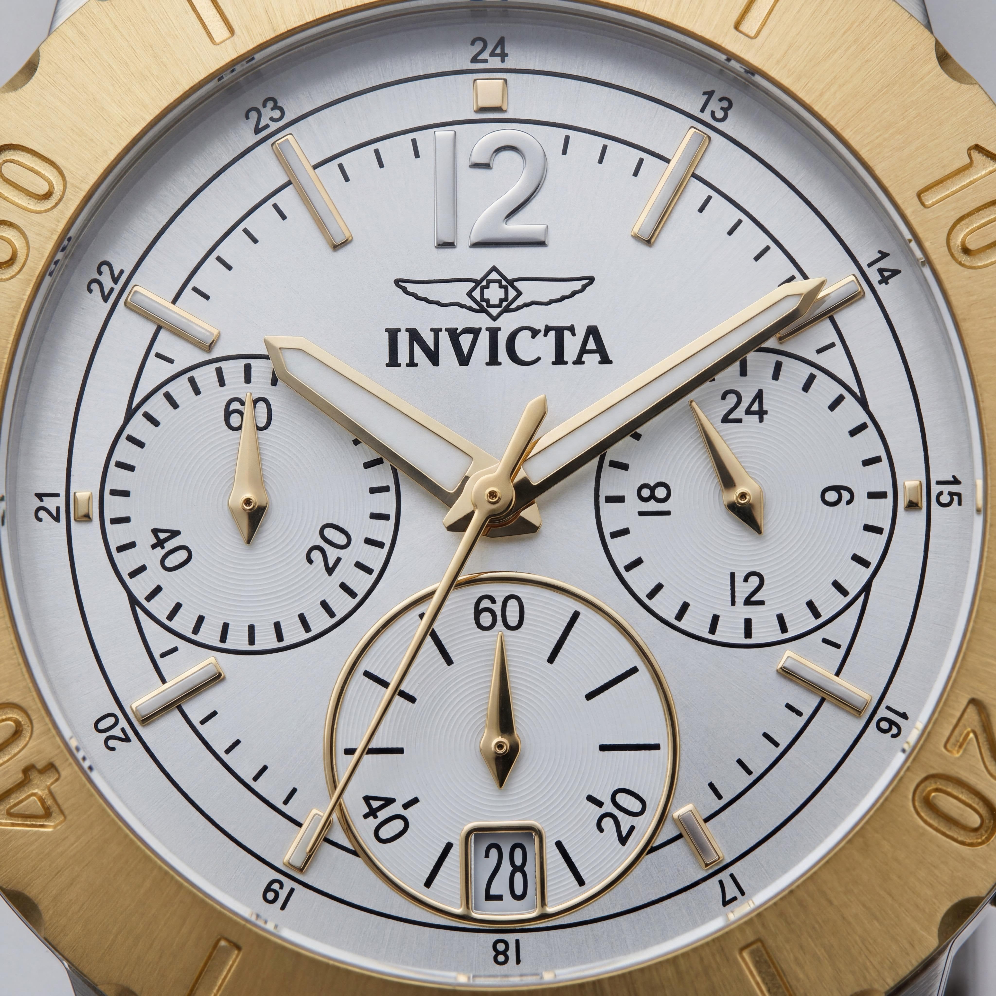 Reloj de mujer Invicta Minimalist, cronógrafo de cuarzo japonés, de acero inoxidable tono oro y blanco, resistente al agua 50 m, Photo 2
