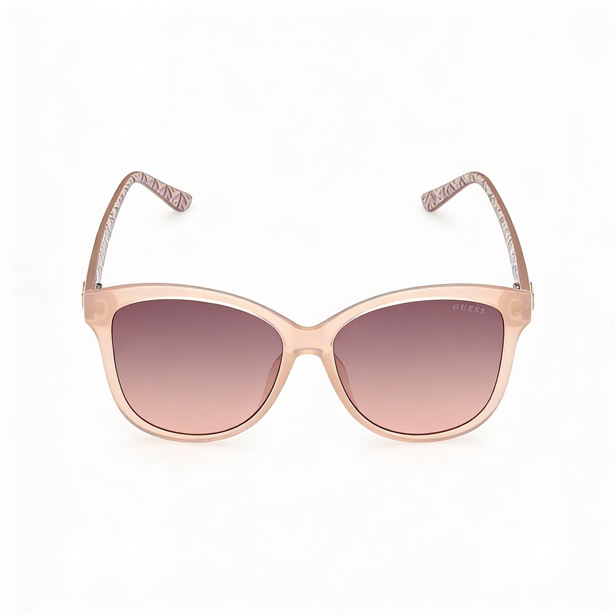 Gafas de sol de mujer GUESS redondas de montura completa de plástico con protección UV no polarizadas, montura beige, lentes marrones degradadas, 58 mm, Photo 4