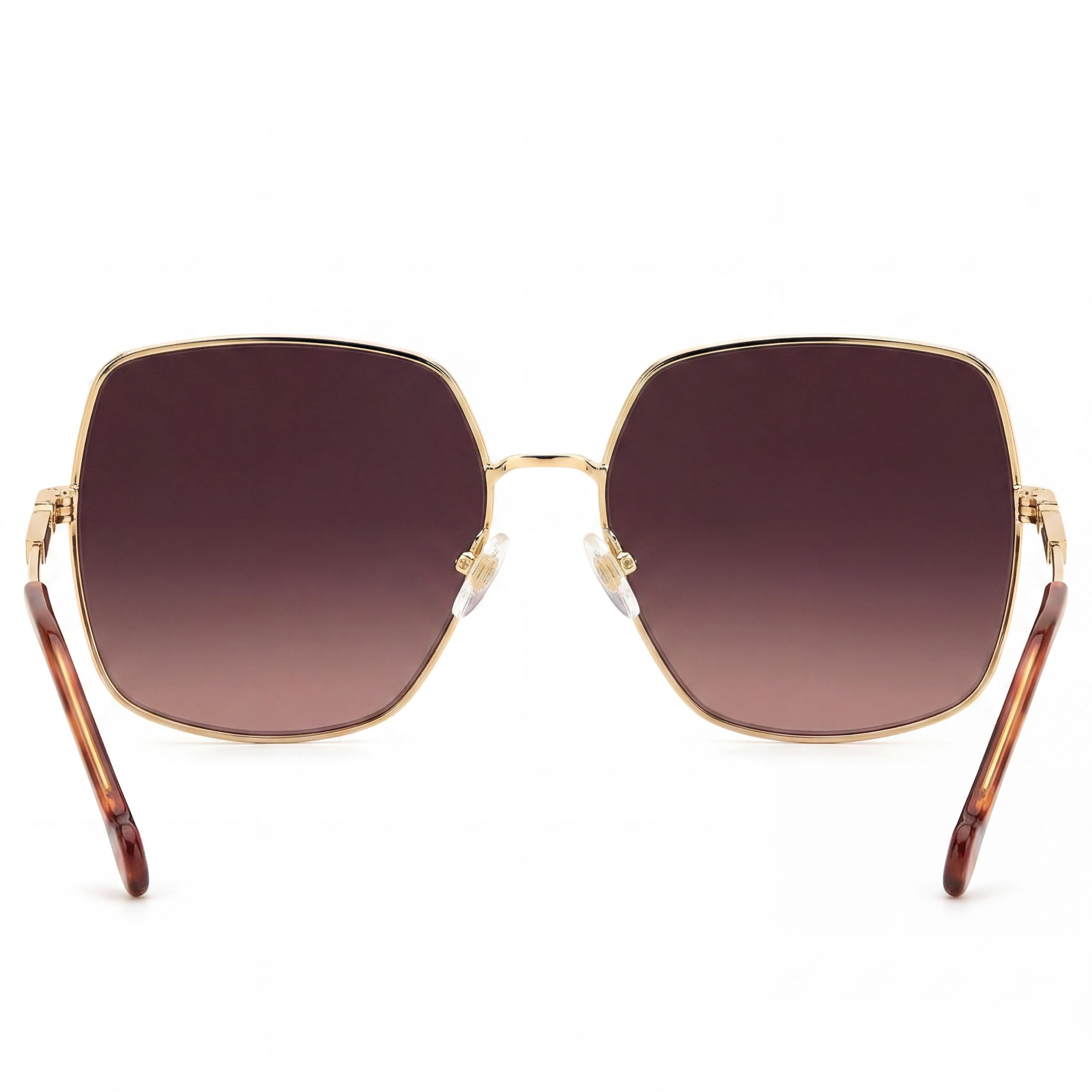 CAROLINA HERRERA Gafas de sol contemporáneas unisex de metal con protección UV, montura burdeos dorada, lentes rosadas de doble tono, 60 mm, Photo 3