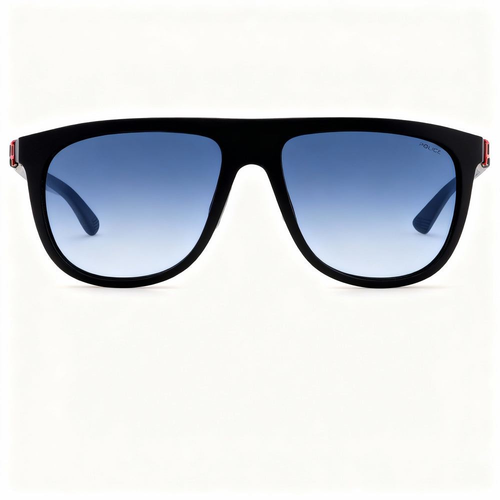 Gafas de sol Police SPLN33 para hombre, sin polarizar, inyectadas, con montura azul mate dorada y arenado, lentes azules degradadas, talla 7
