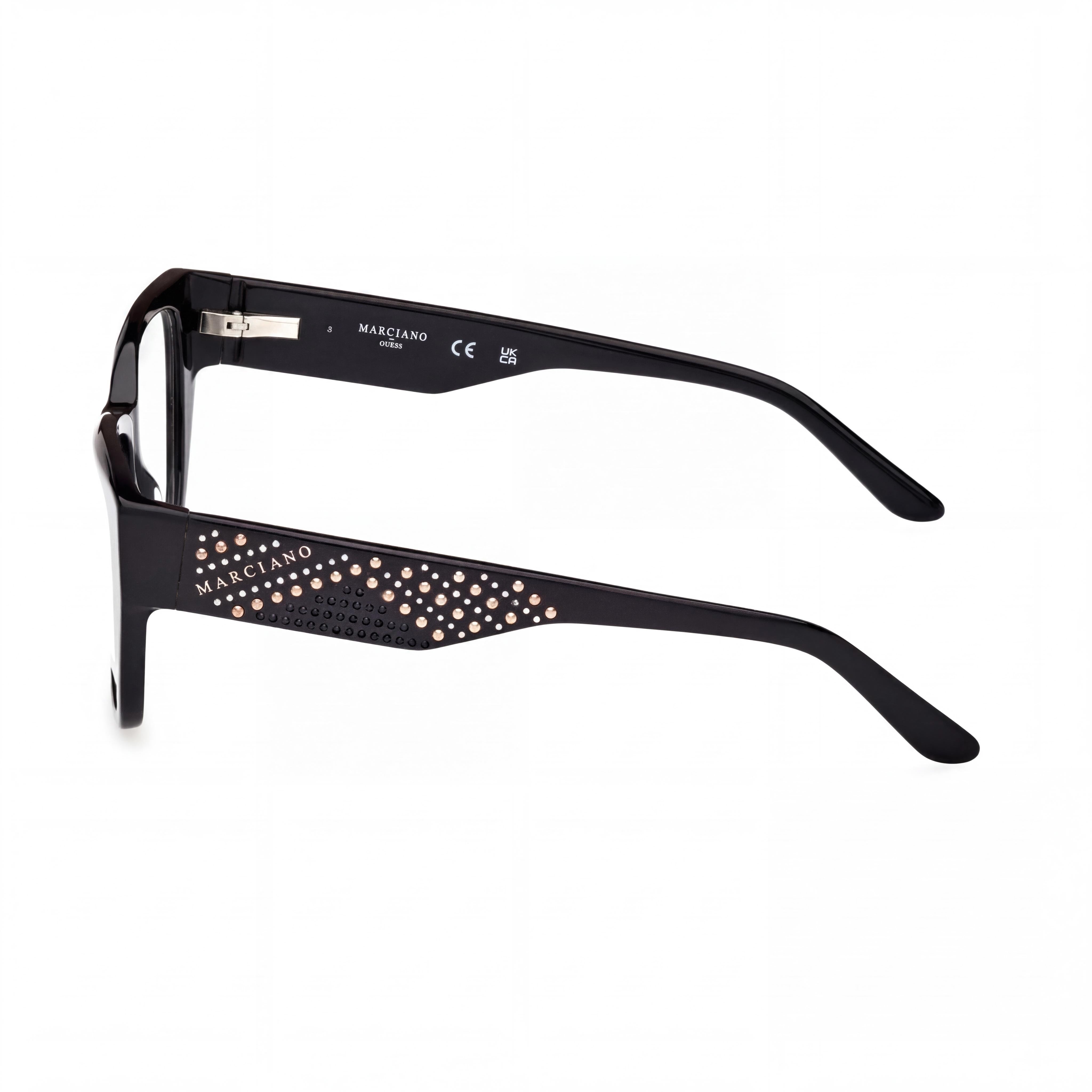 GUESS by Marciano Gm50019 Women's Shiny Black Plastic Frame Eyeglasses with Polycarbonate Lenses 52-15-140, Photo 3