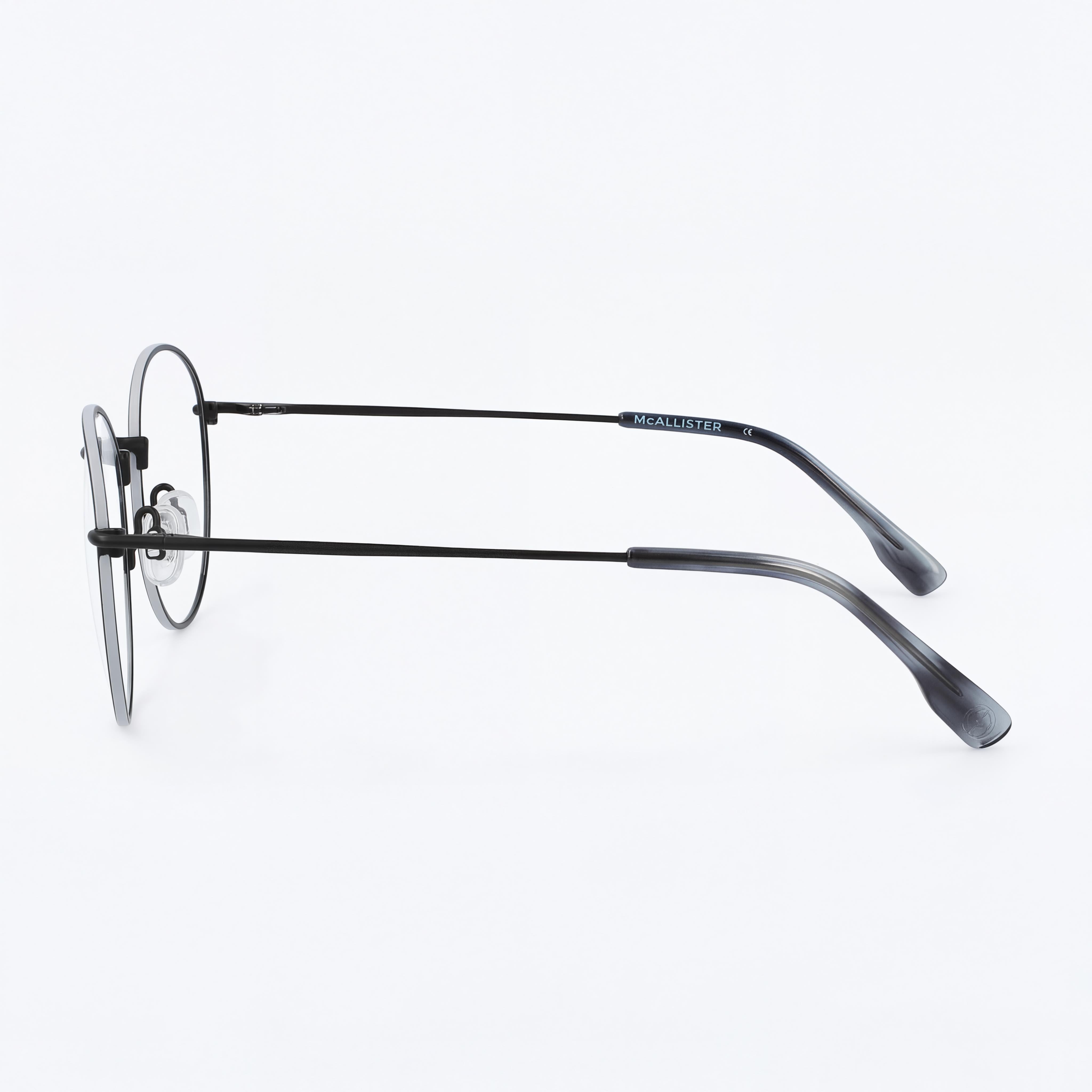 MCALLISTER Mc4500 Men's Eyewear - Black Metal Frame, Clear Polycarbonate Lenses, 52mm, Photo 2