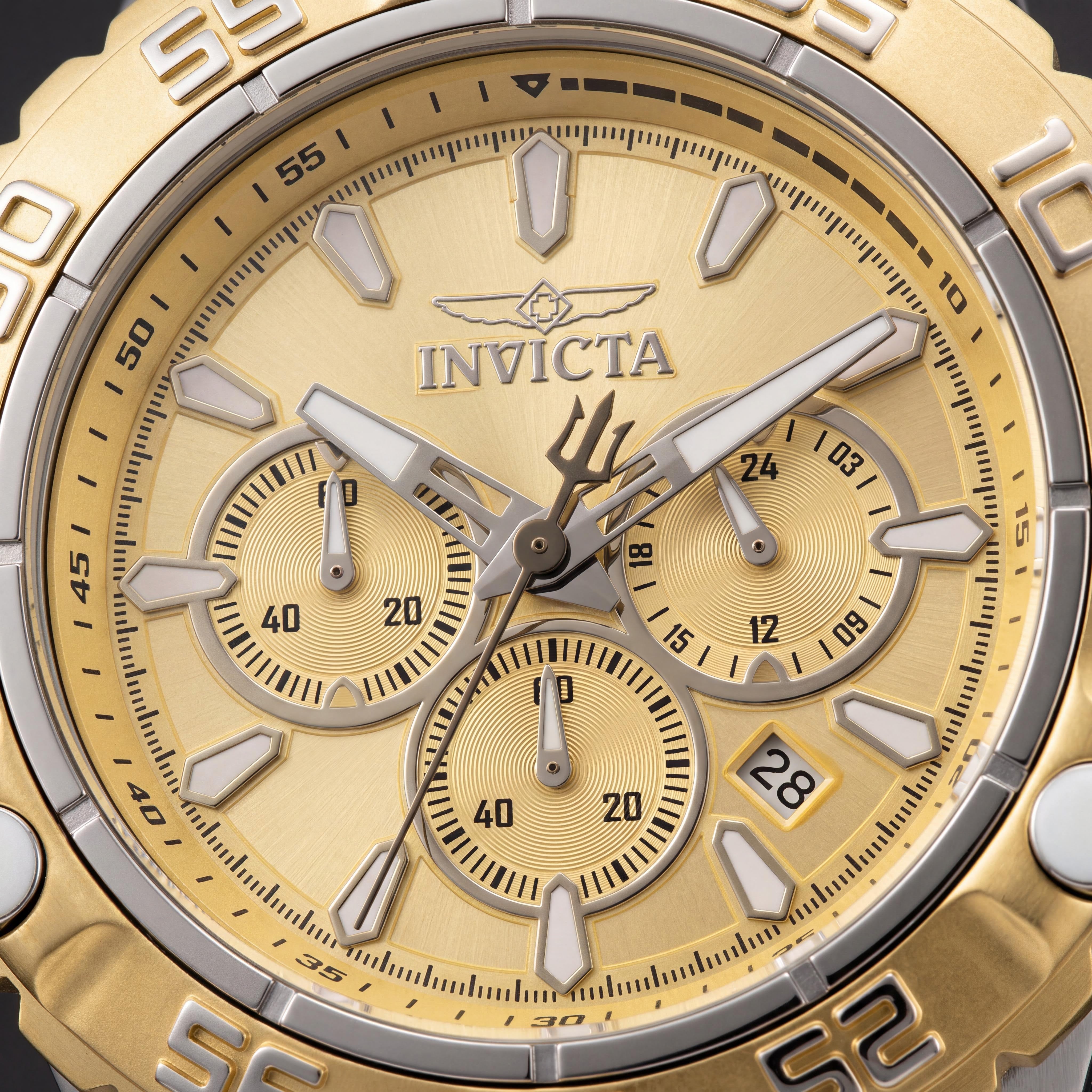 Invicta Subaqua 48553 Unisex Chronograph Silver Stainless Steel Gold Dial Quartz Silicone Strap Watch 55.40mm, Photo 2