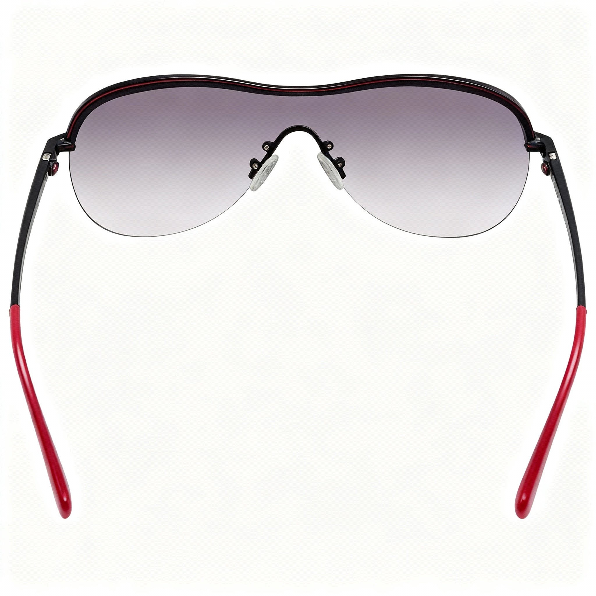 GUESS Modern Women's Wrap Around Metal Sunglasses, Black Frame, Gradient Grey Plastic Lenses, 65mm, Photo 3