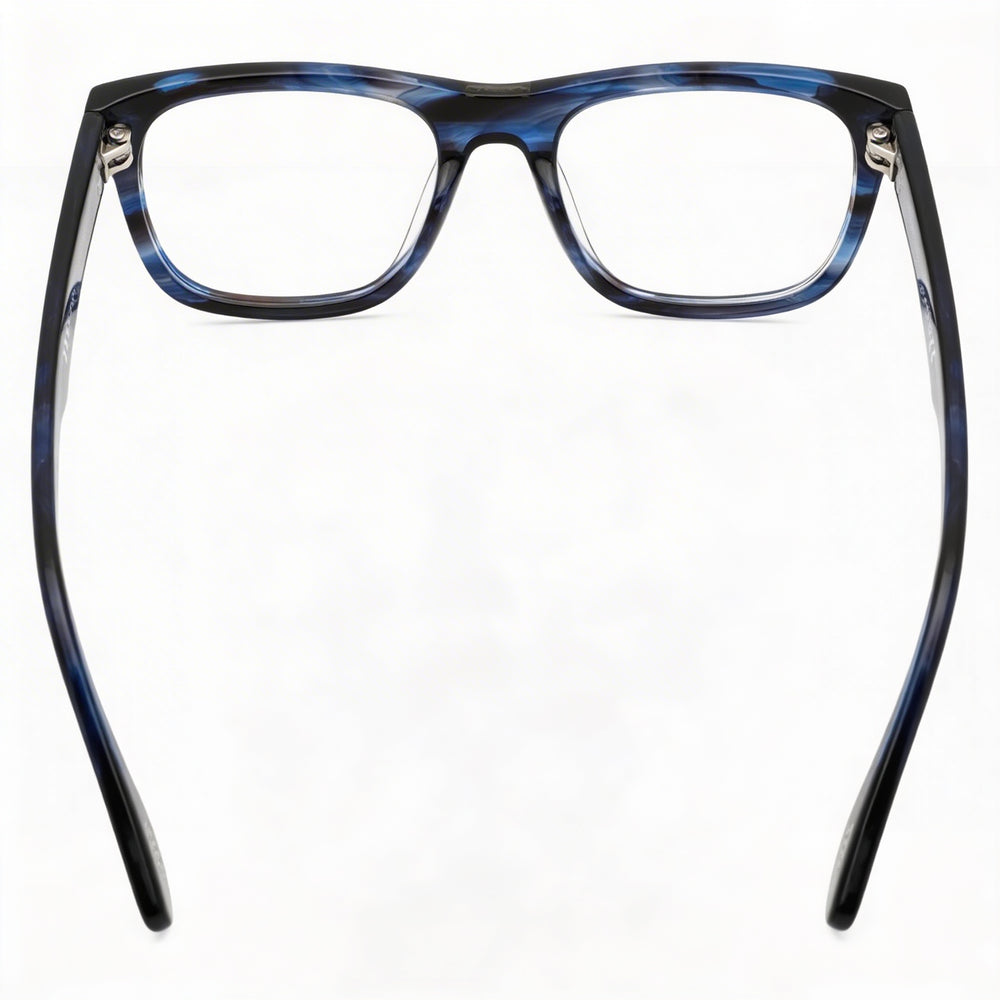 Gafas Police Casual para hombre con montura de plástico azul brillante y lentes de policarbonato, 52 mm