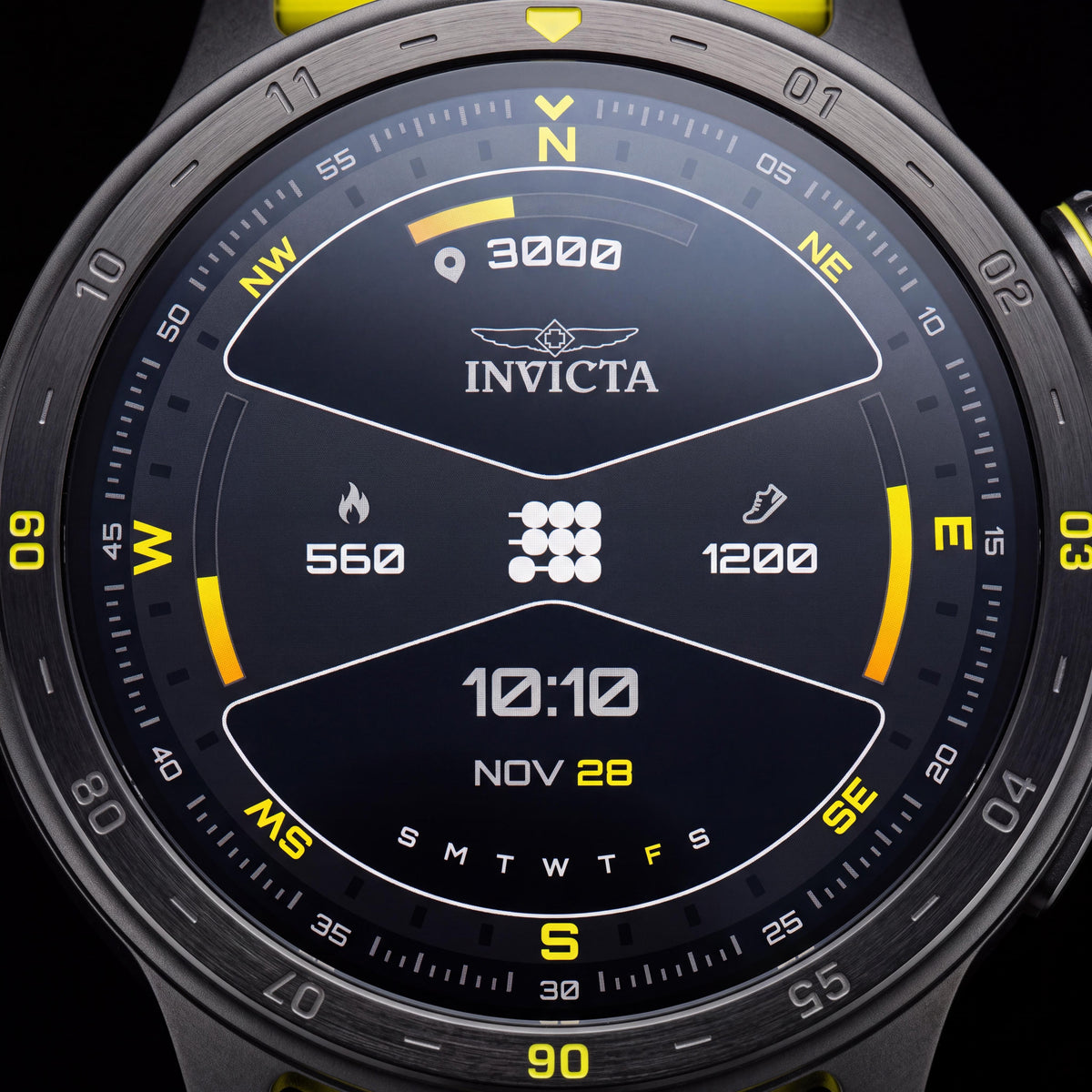 Invicta Casual I-Tech-004 Reloj inteligente digital unisex, pantalla de 1,43", GPS, Bluetooth, resistente al agua, negro y amarillo, Photo 2