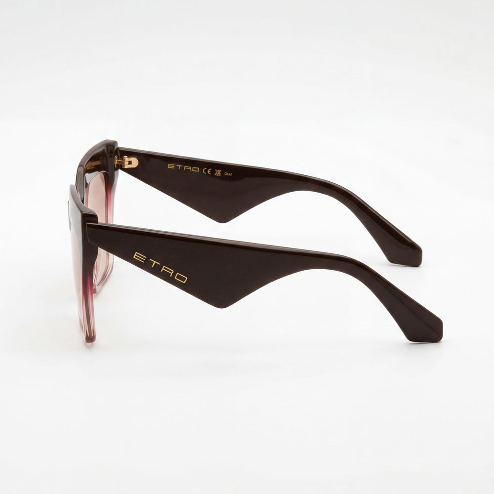 Etro Gafas de sol casual de acetato para mujer no polarizadas con lentes plateadas de destello fucsia rosa marrón de 58 mm