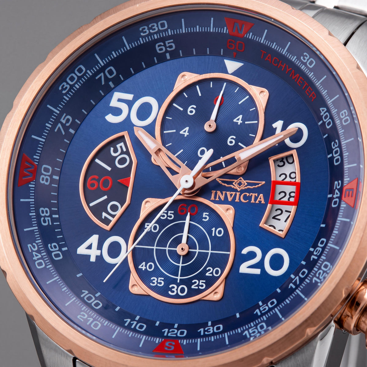 Reloj Invicta 17203 de cuarzo japonés de dos tonos en acero inoxidable color oro rosa con brazalete de acero inoxidable de 48 mm para hombre, Photo 2