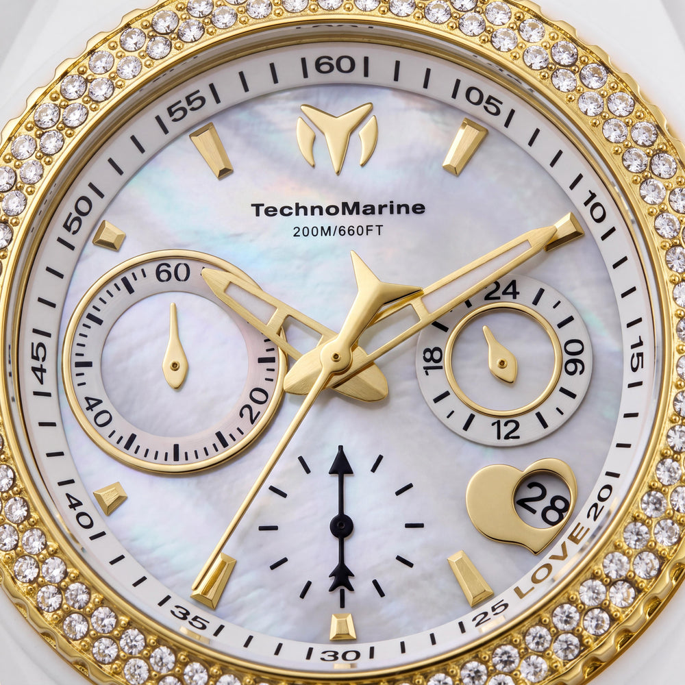 Reloj TechnoMarine Cruise TM-117046 de Cuarzo de Acero Inoxidable de 40 mm para Mujer con Bisel de Cristal, Esfera Blanca