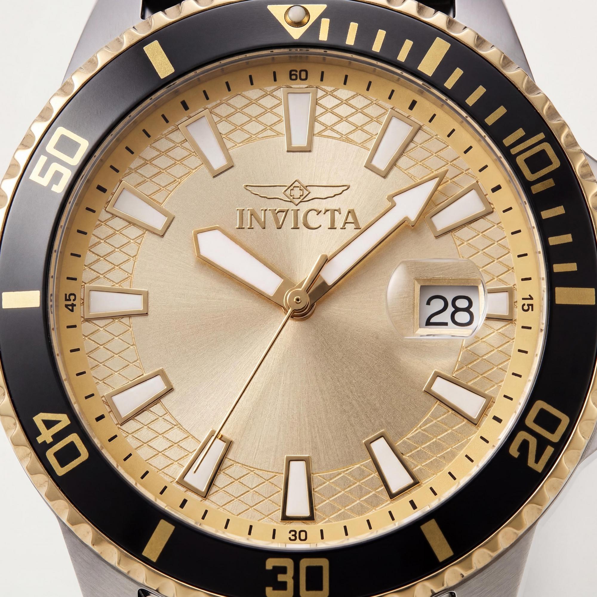 Invicta Pro Diver IN-46135-AMZUK Men's Quartz Watch with 45mm Silver Stainless Steel Case & Gold Dial, Photo 2